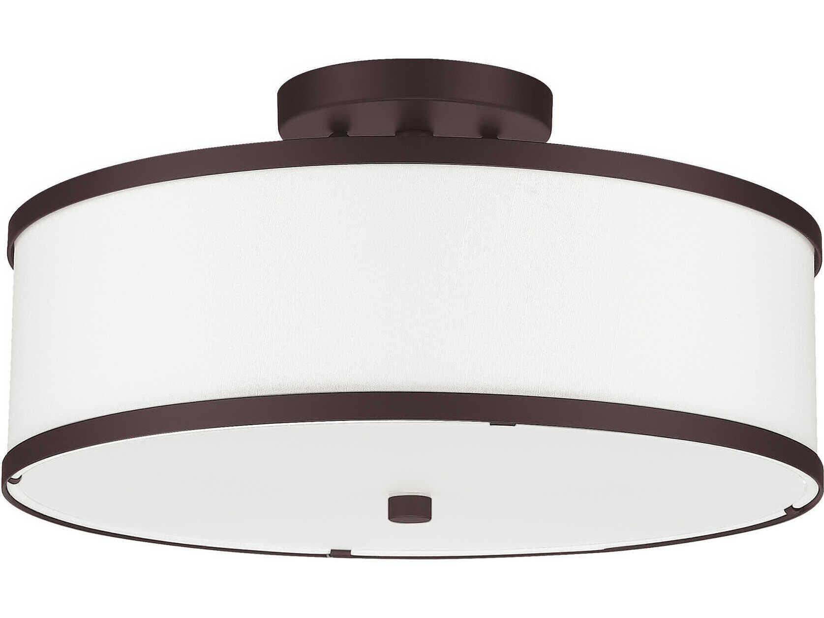 Livex Lighting Park Ridge 3-Light Bronze Drum Semi Flush Mount