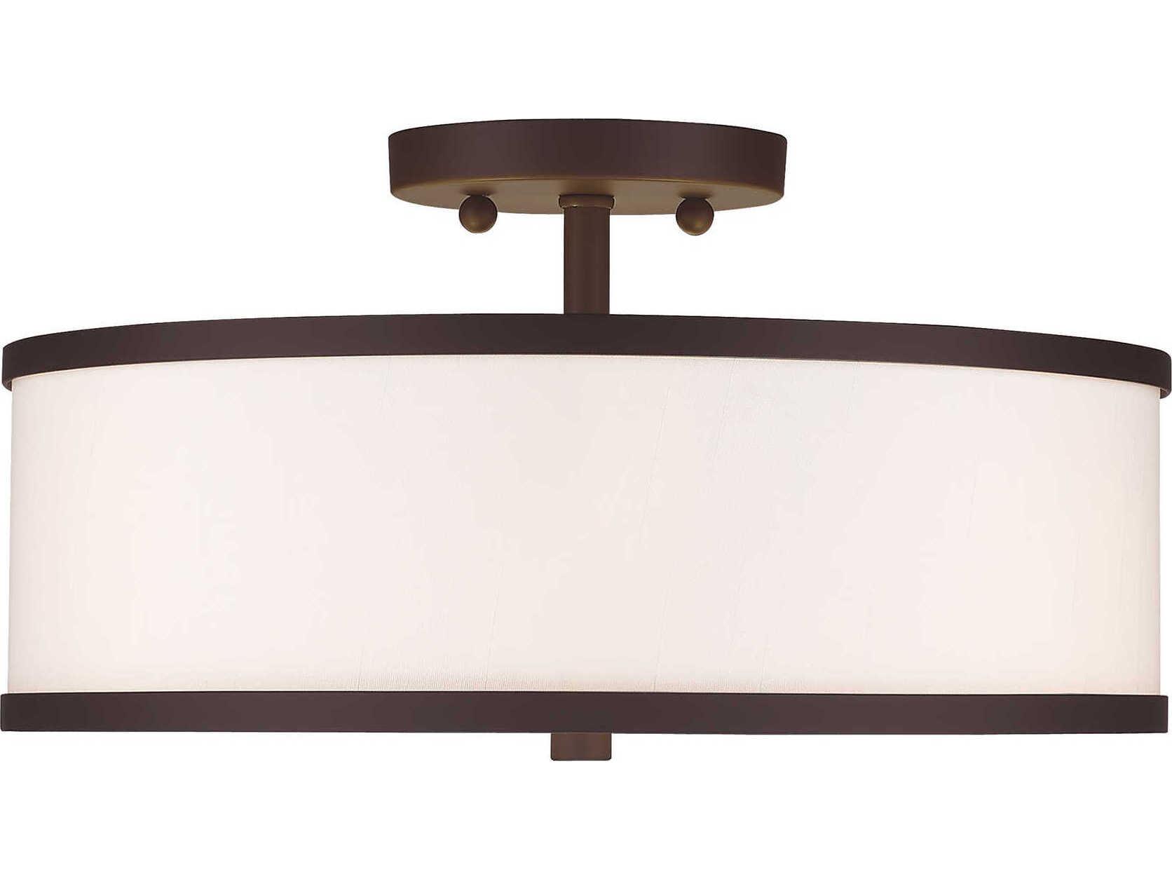Livex Lighting Park Ridge 3-Light Bronze Drum Semi Flush Mount