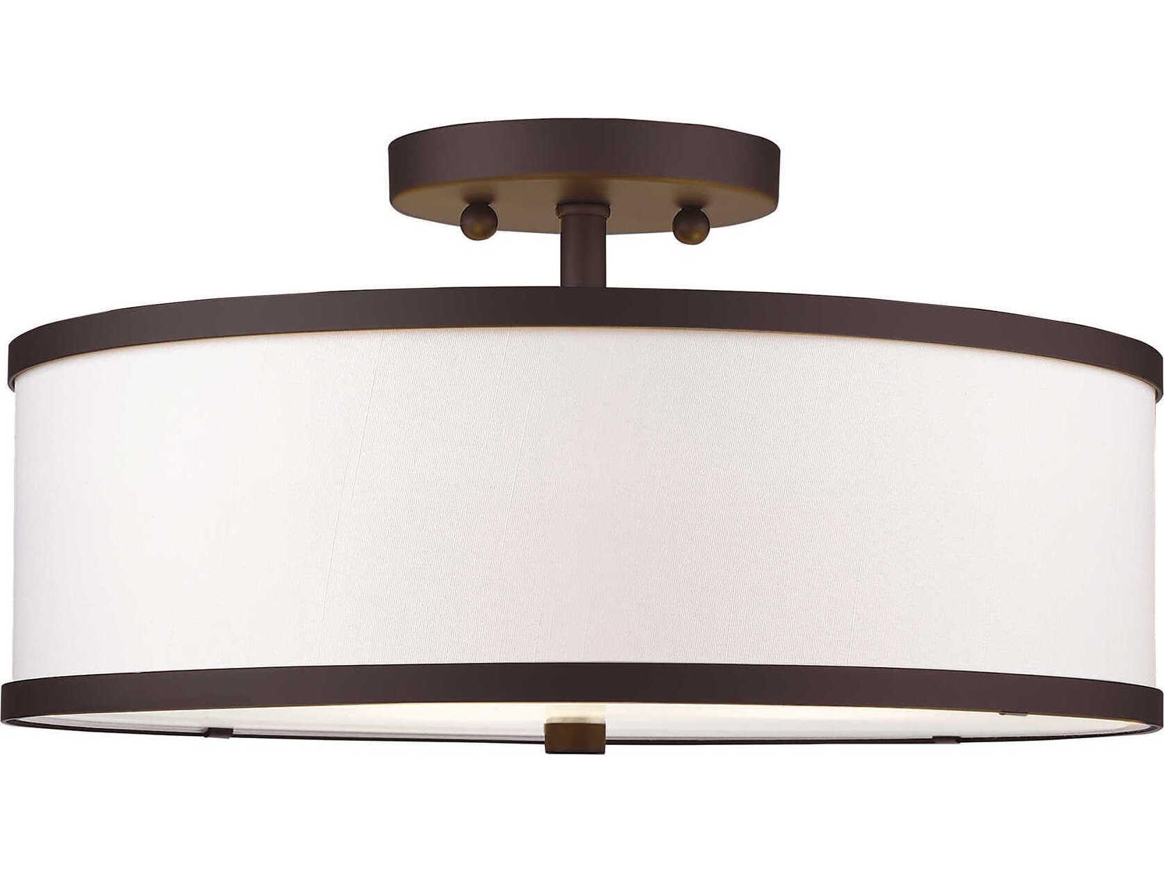Livex Lighting Park Ridge 3-Light Bronze Drum Semi Flush Mount
