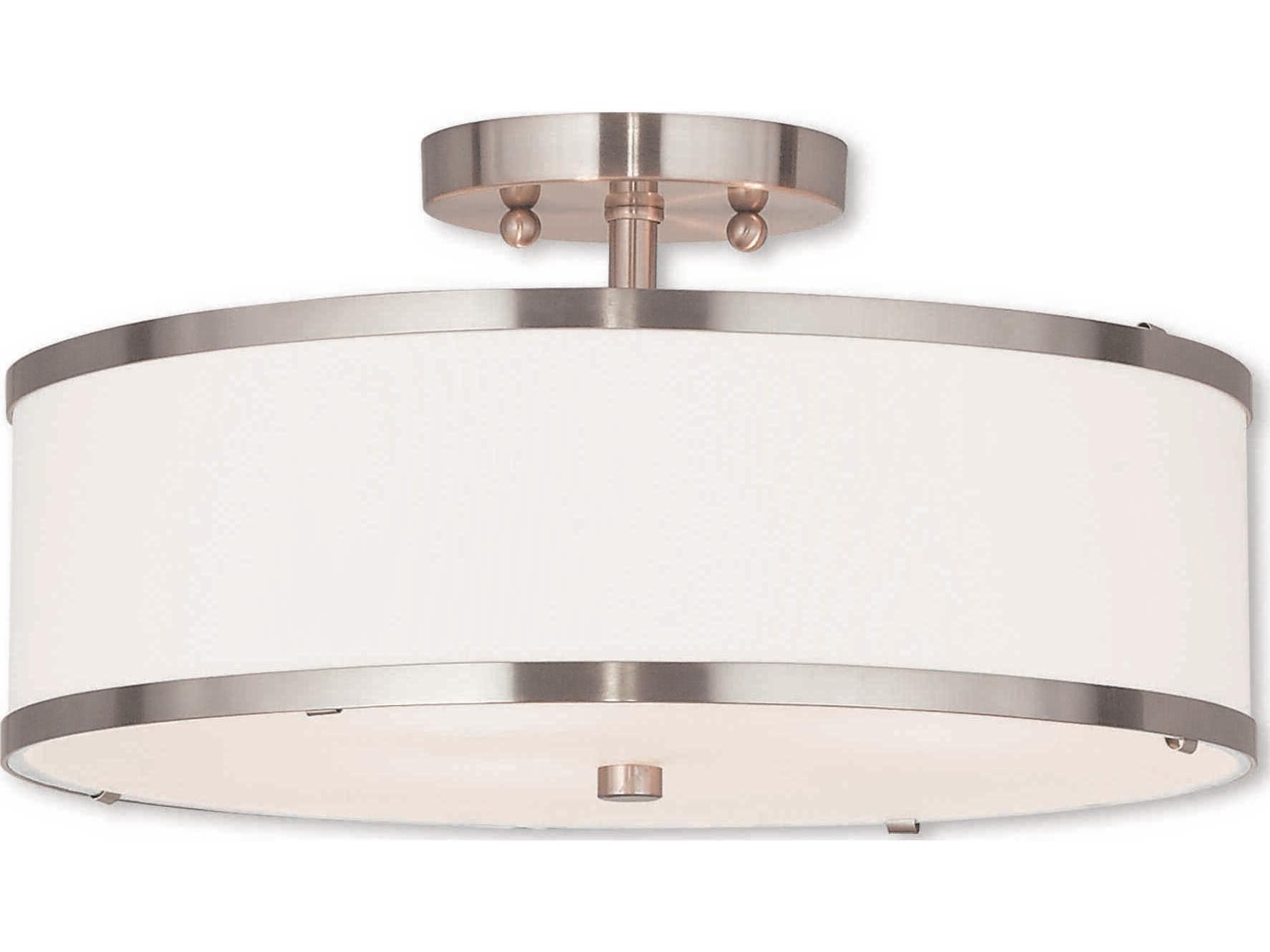Livex Lighting Park Ridge 3-Light Brushed Nickel Drum Semi Flush Mount