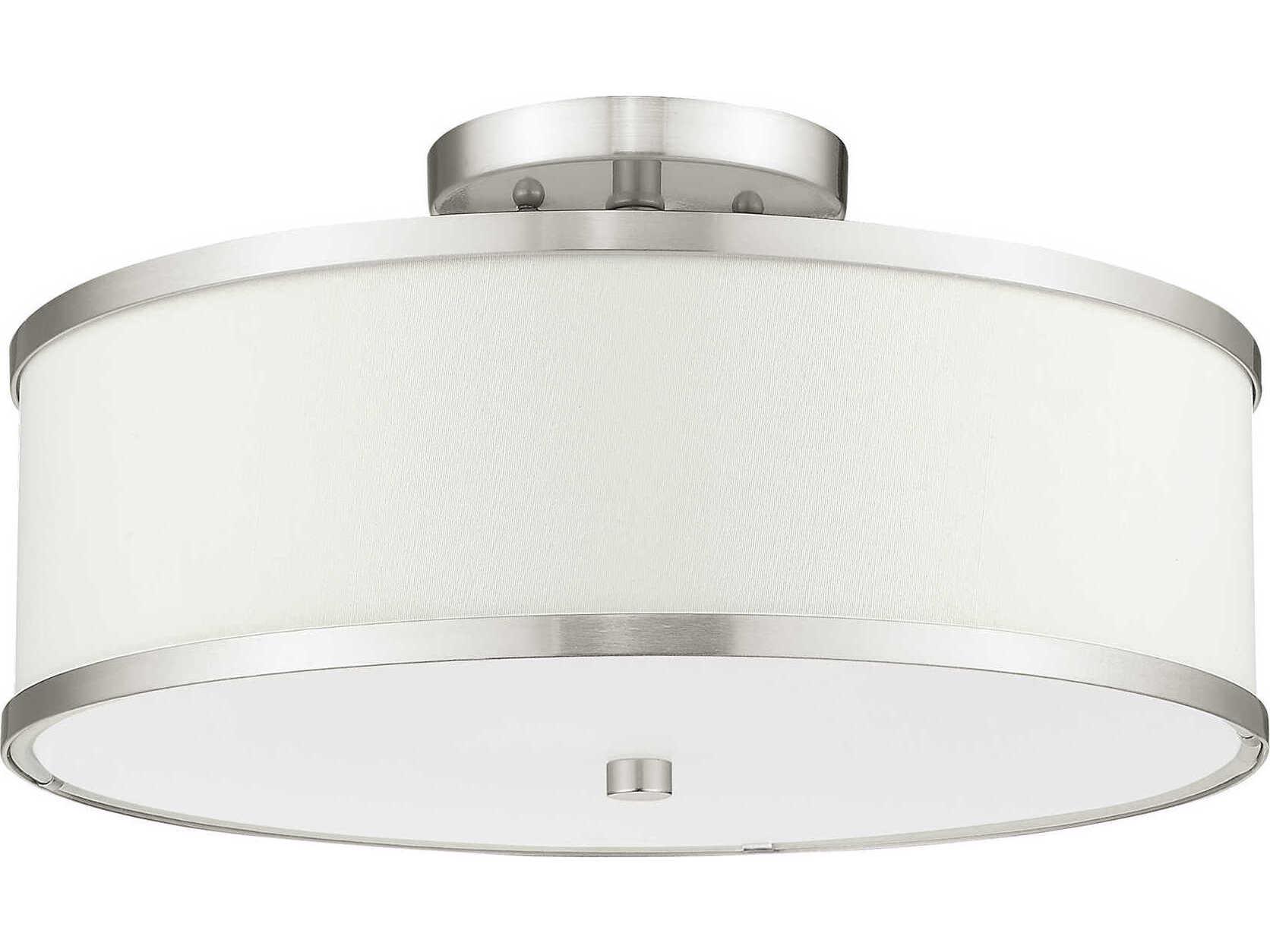 Livex Lighting Park Ridge 3-Light Brushed Nickel Drum Semi Flush Mount