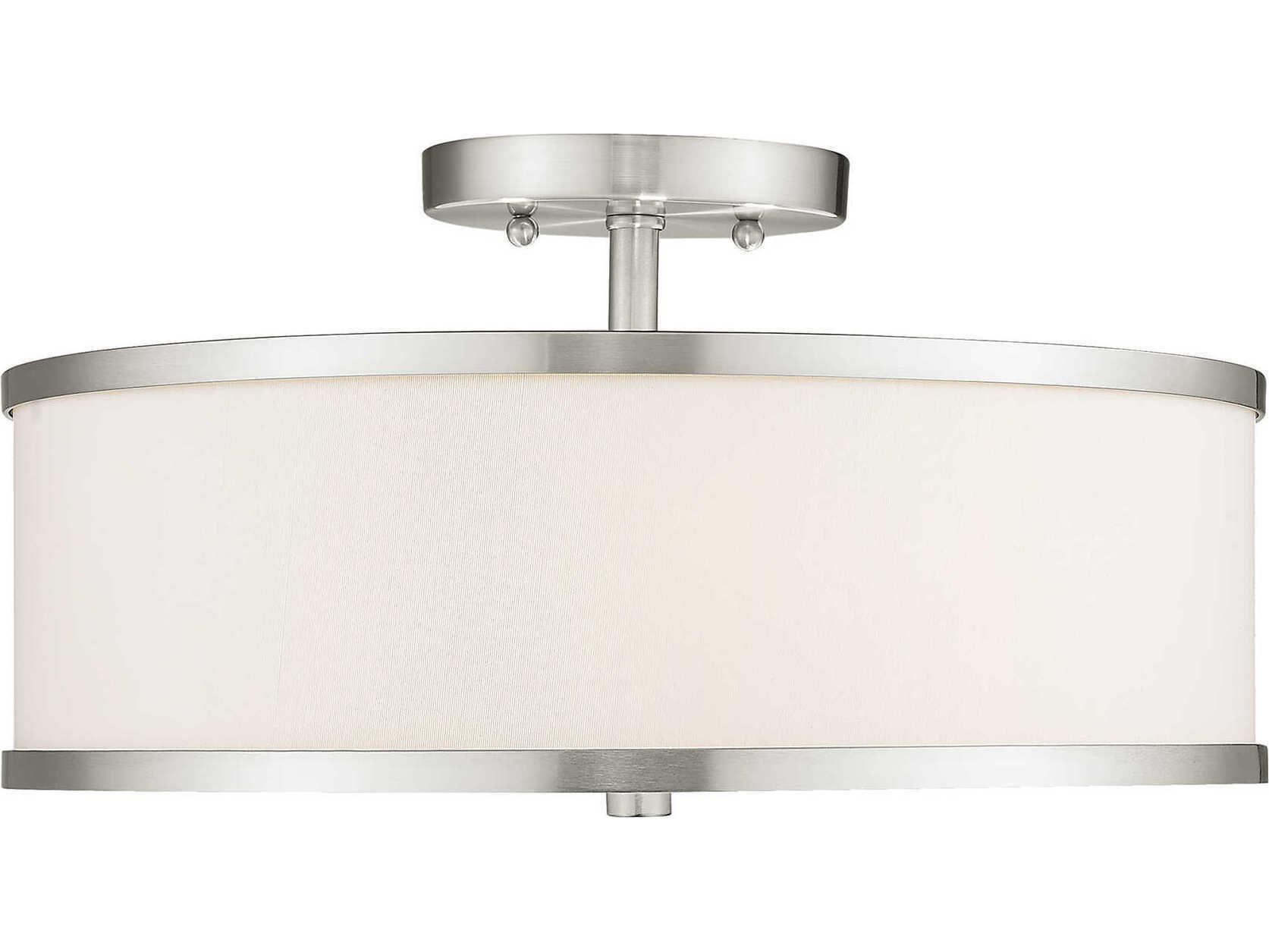 Livex Lighting Park Ridge 3-Light Brushed Nickel Drum Semi Flush Mount
