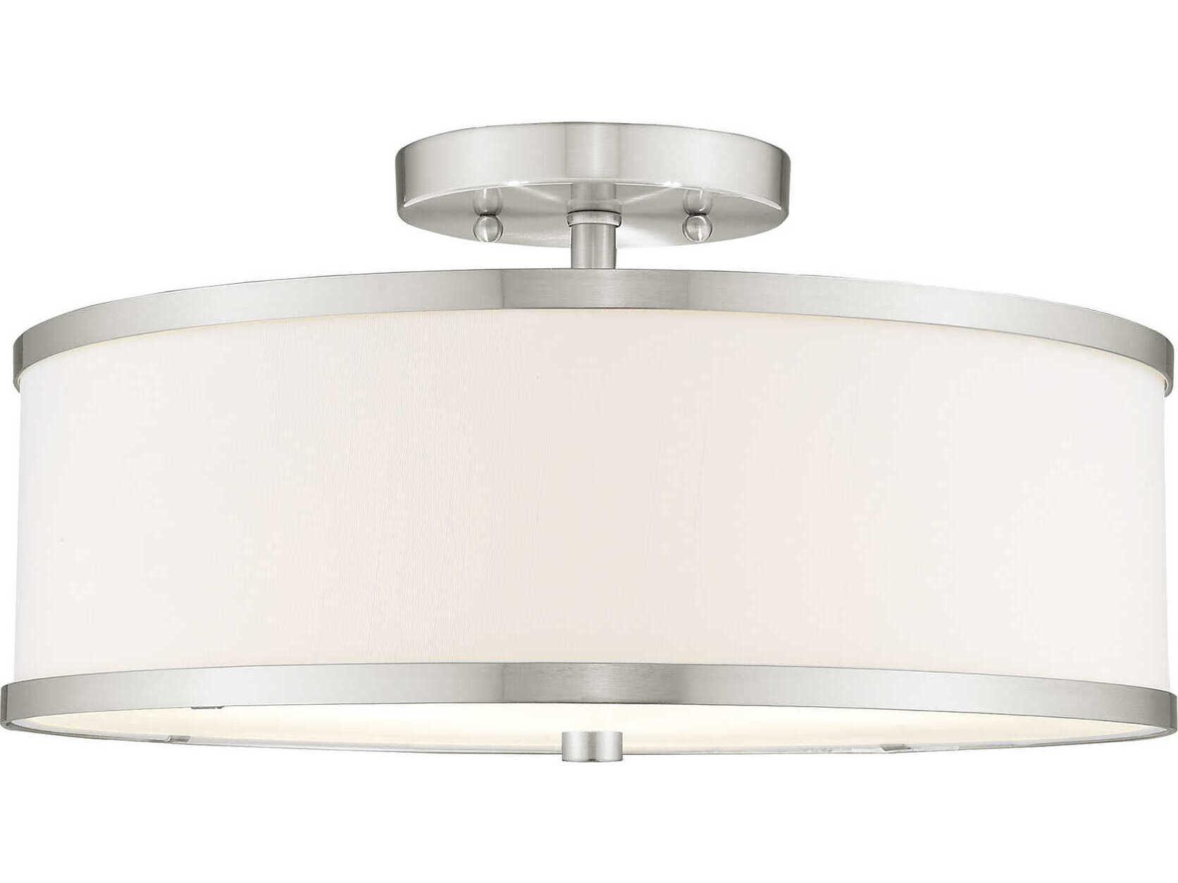 Livex Lighting Park Ridge 3-Light Brushed Nickel Drum Semi Flush Mount