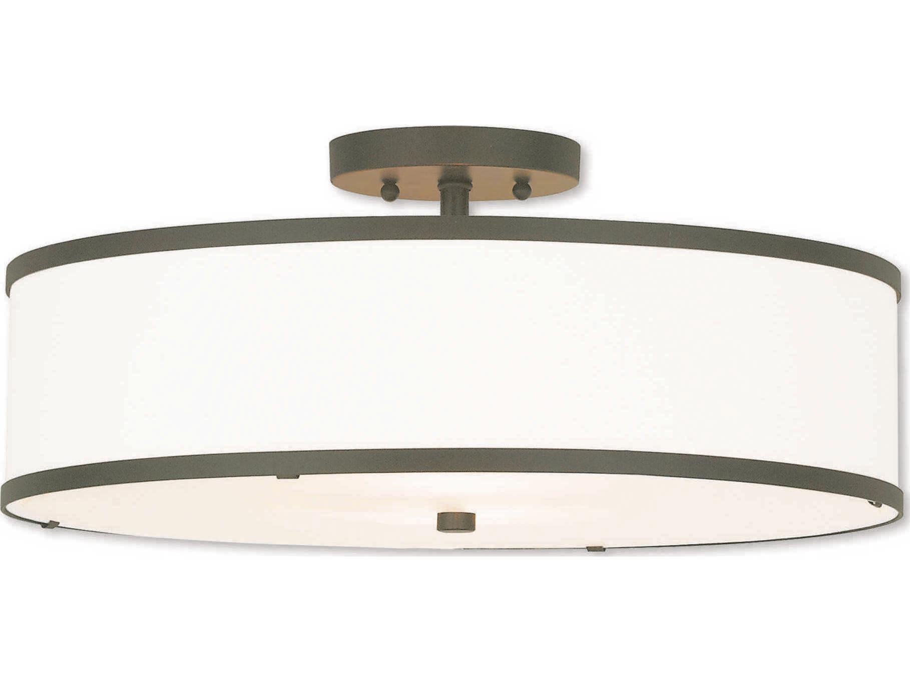 Livex Lighting Park Ridge 3-Light Bronze Drum Semi Flush Mount