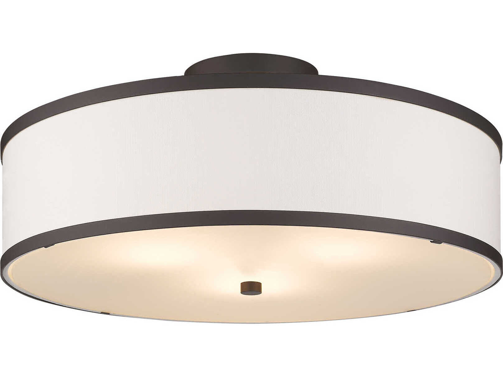 Livex Lighting Park Ridge 3-Light Bronze Drum Semi Flush Mount