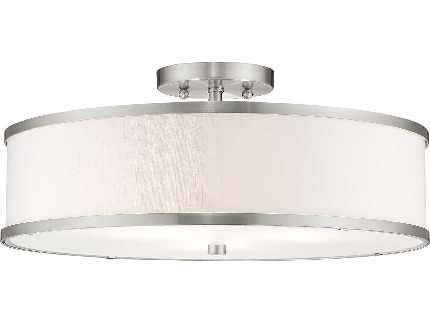 Livex Lighting Park Ridge 3-Light Brushed Nickel Drum Semi Flush Mount