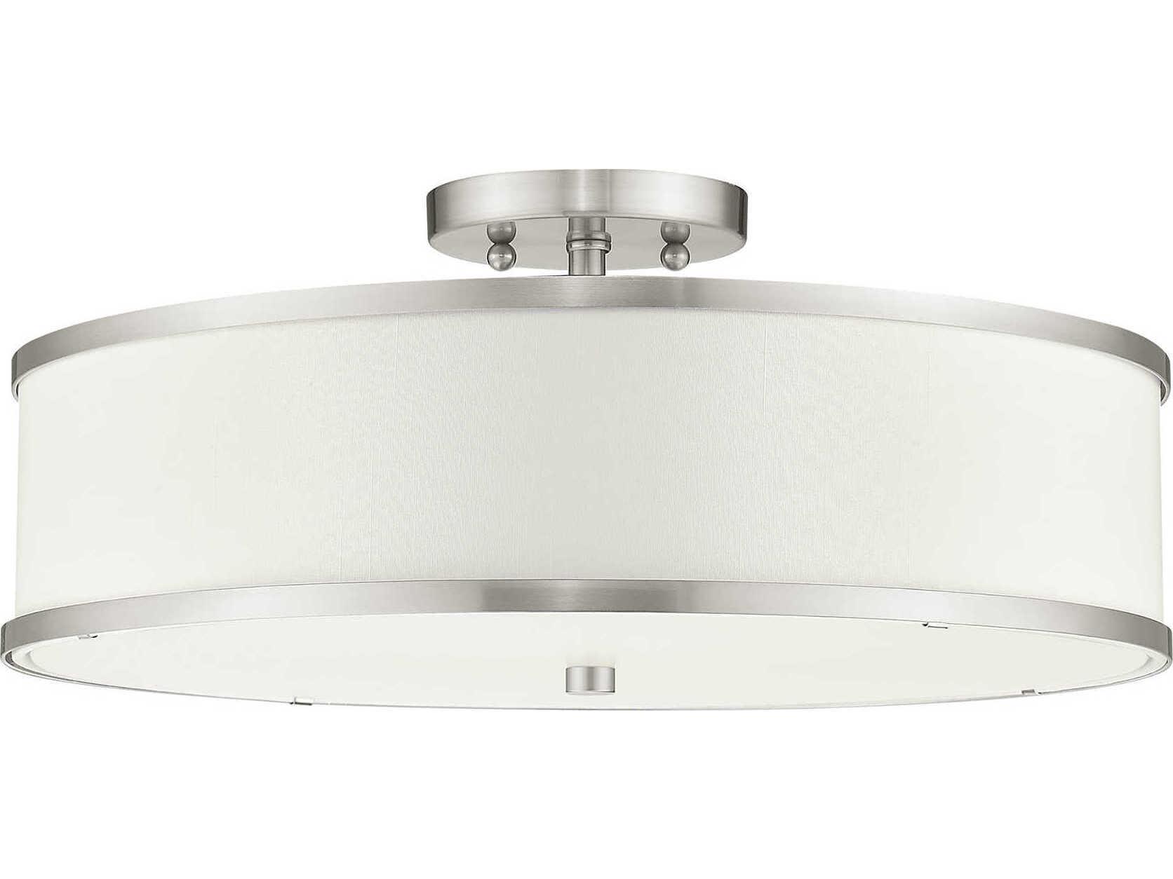 Livex Lighting Park Ridge 3-Light Brushed Nickel Drum Semi Flush Mount