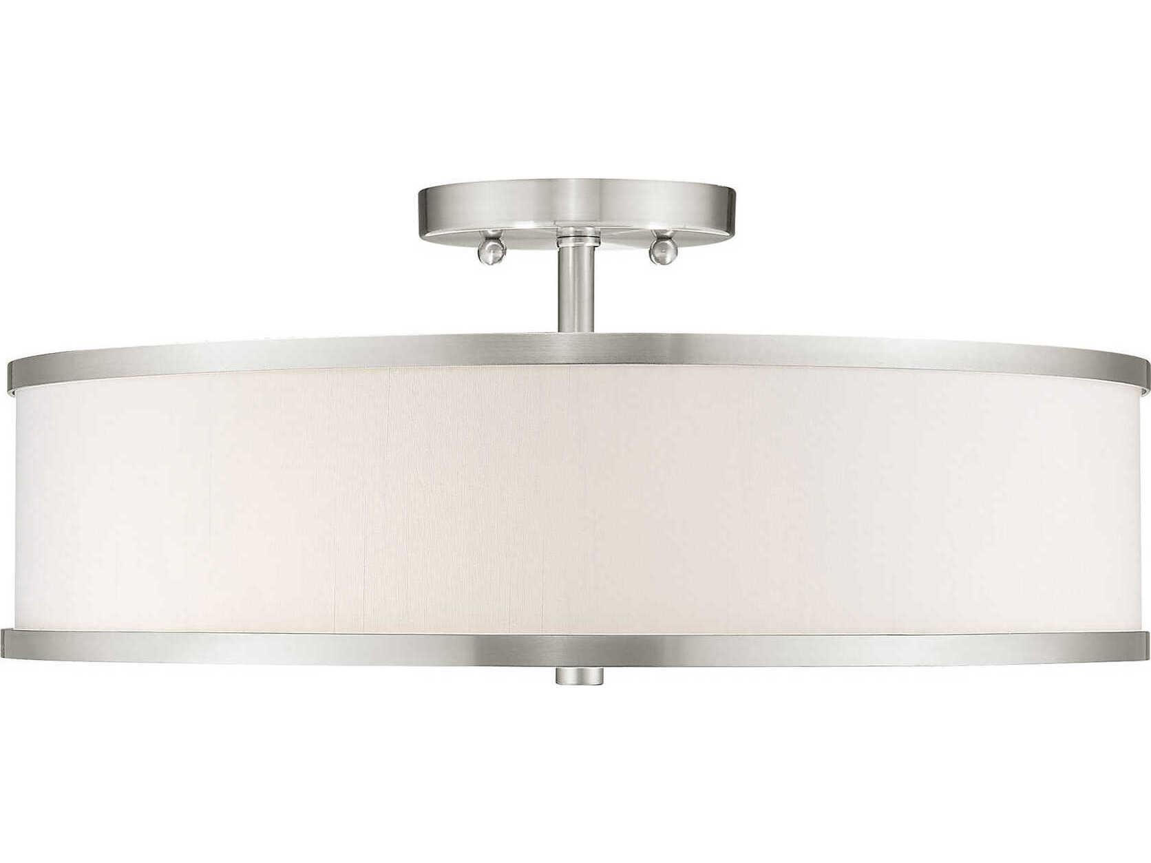 Livex Lighting Park Ridge 3-Light Brushed Nickel Drum Semi Flush Mount