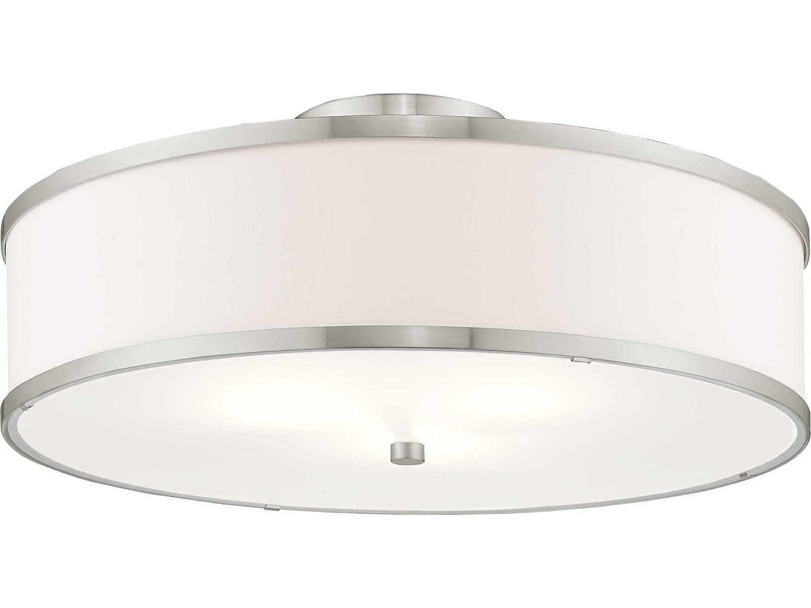 Livex Lighting Park Ridge 3-Light Brushed Nickel Drum Semi Flush Mount