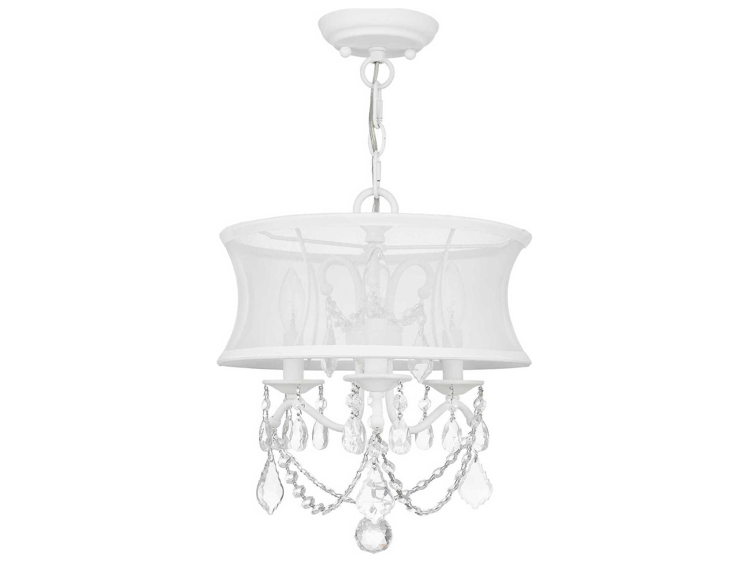 Livex Lighting Newcastle 3-Light White Crystal Chandelier