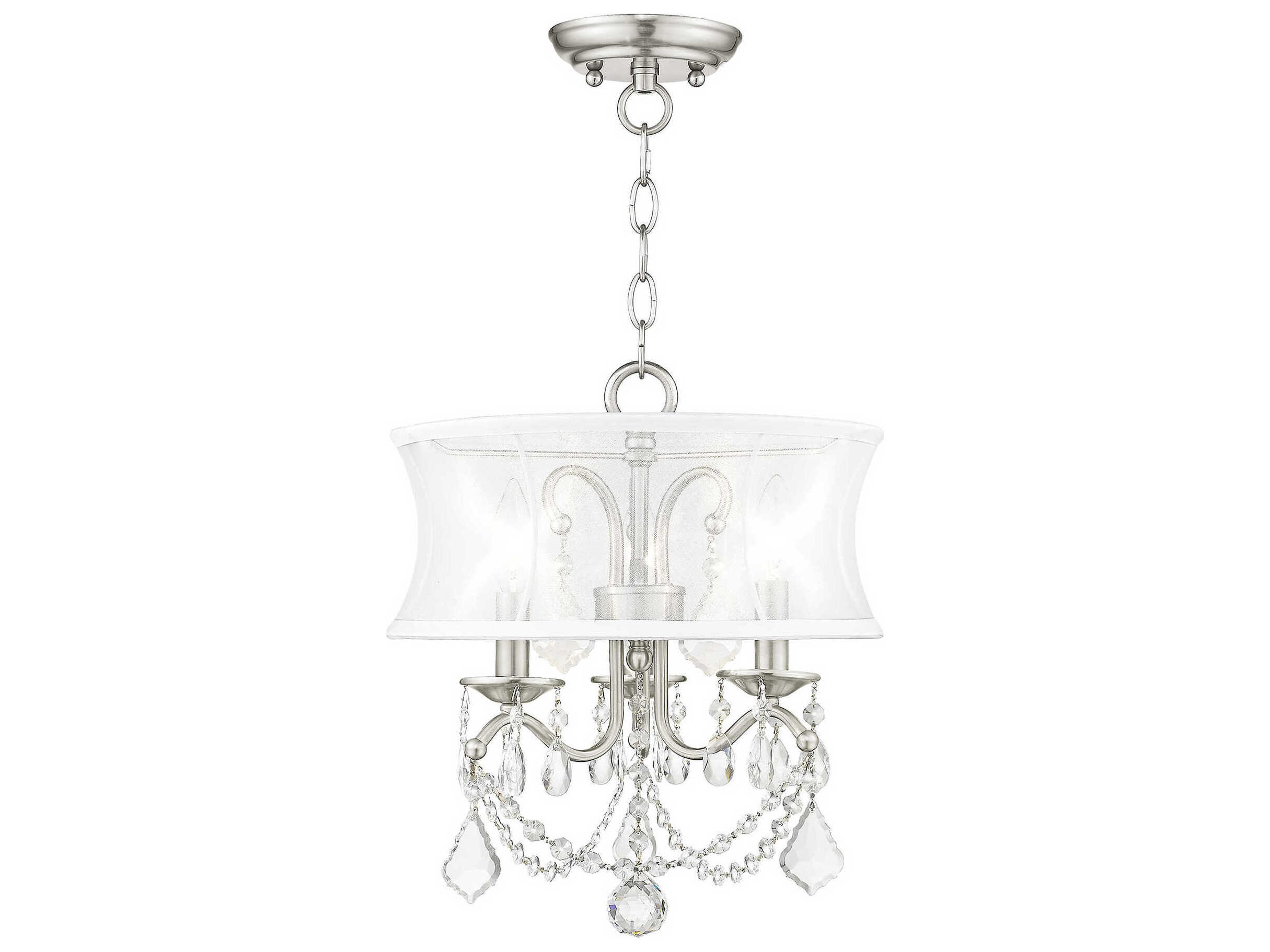 Livex Lighting Newcastle 3-Light Brushed Nickel Crystal Chandelier