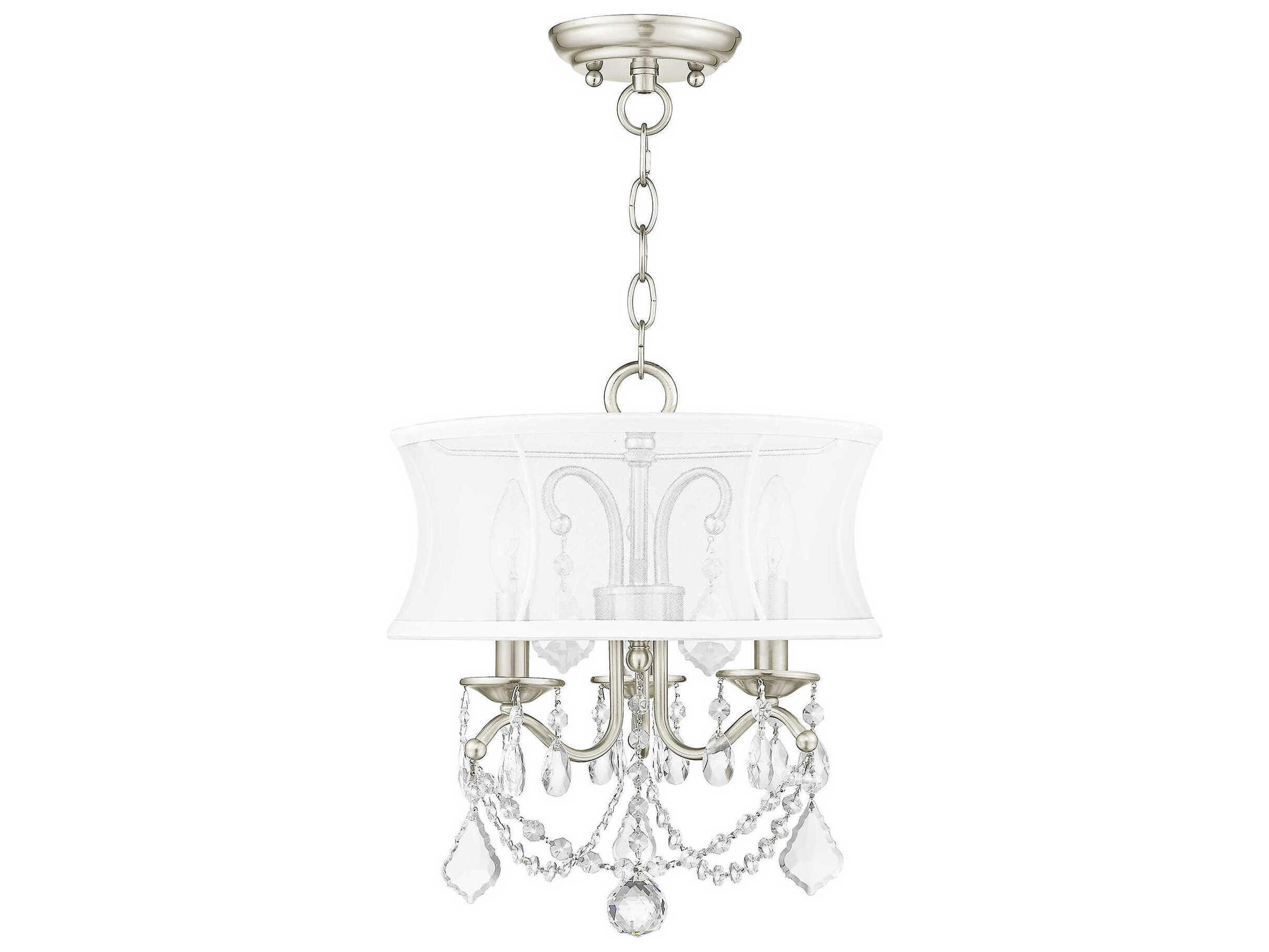 Livex Lighting Newcastle 3-Light Brushed Nickel Crystal Chandelier