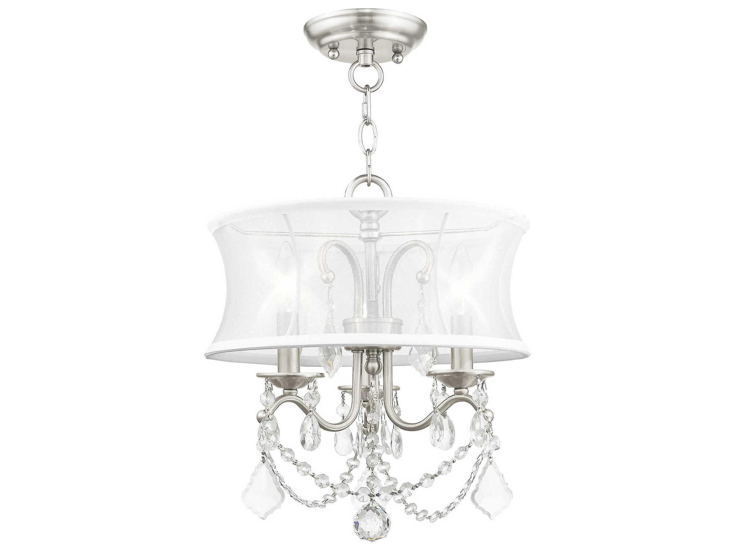 Livex Lighting Newcastle 3-Light Brushed Nickel Crystal Chandelier