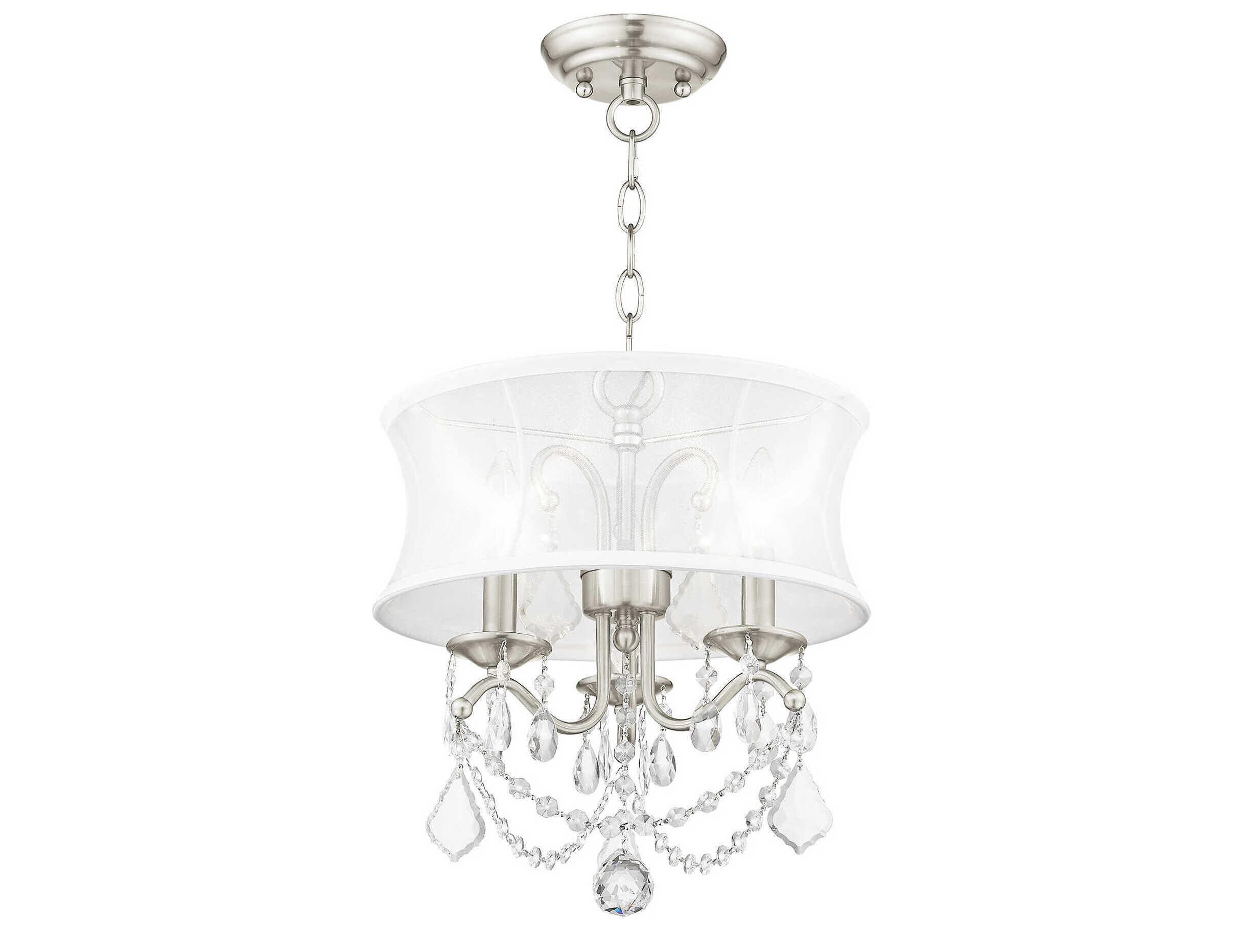 Livex Lighting Newcastle 3-Light Brushed Nickel Crystal Chandelier
