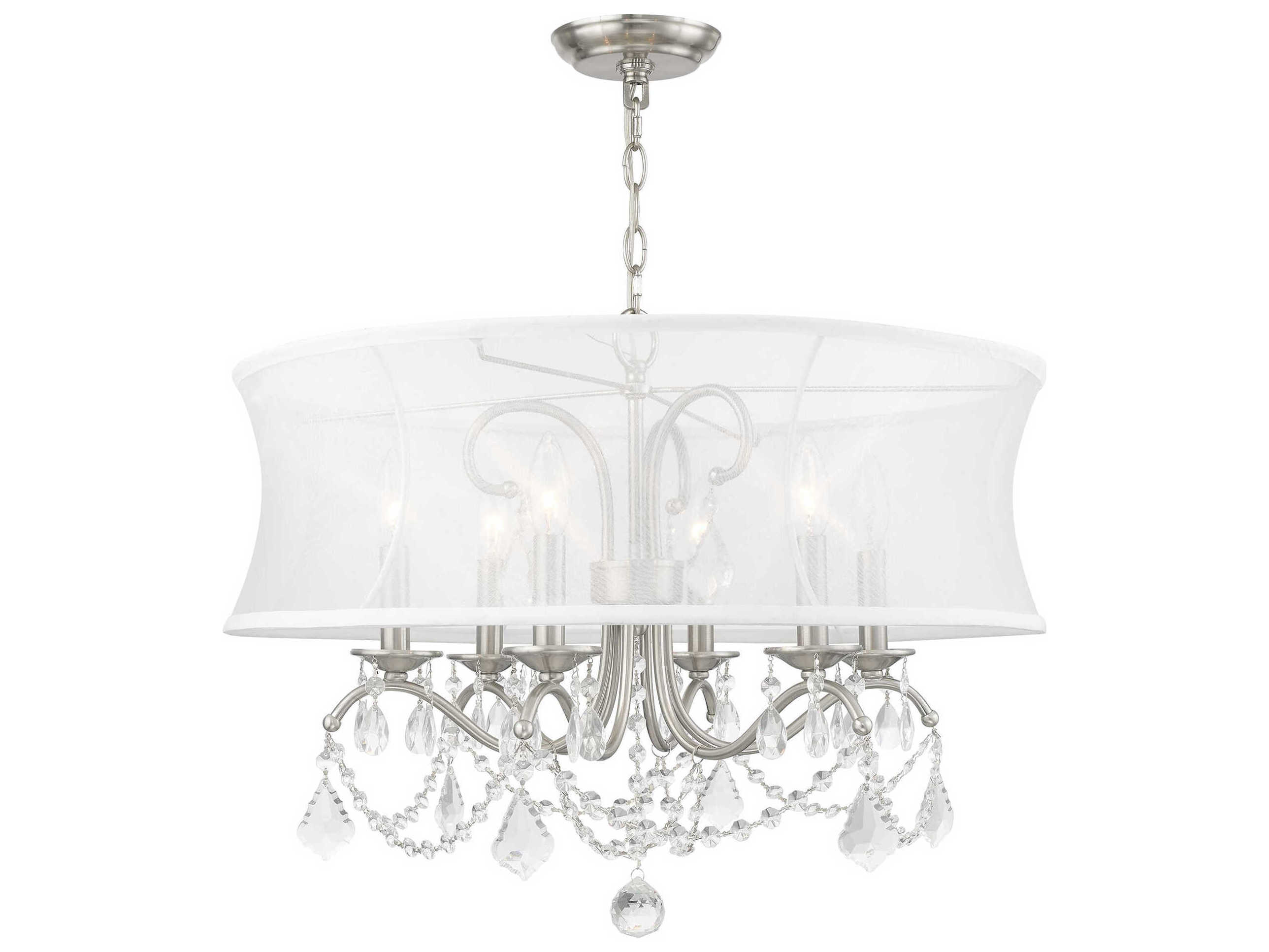 Livex Lighting Newcastle 6-Light Brushed Nickel Crystal Chandelier