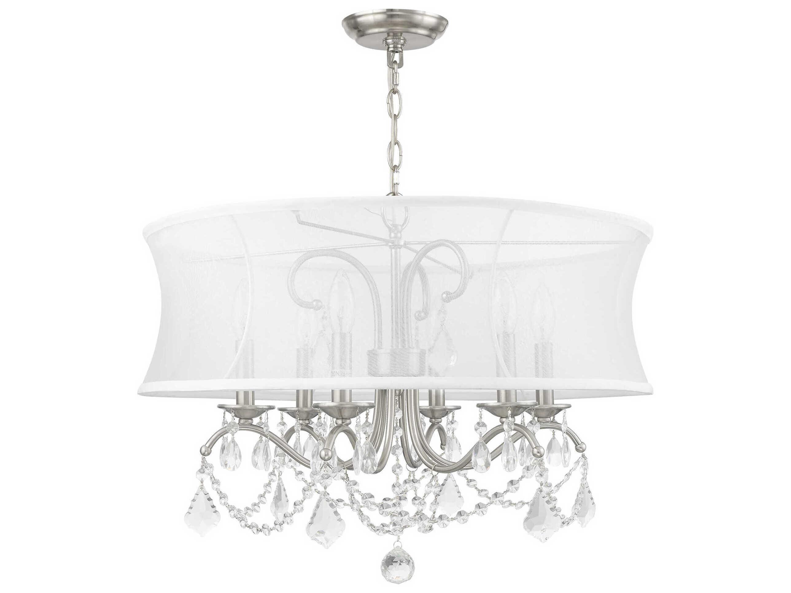 Livex Lighting Newcastle 6-Light Brushed Nickel Crystal Chandelier