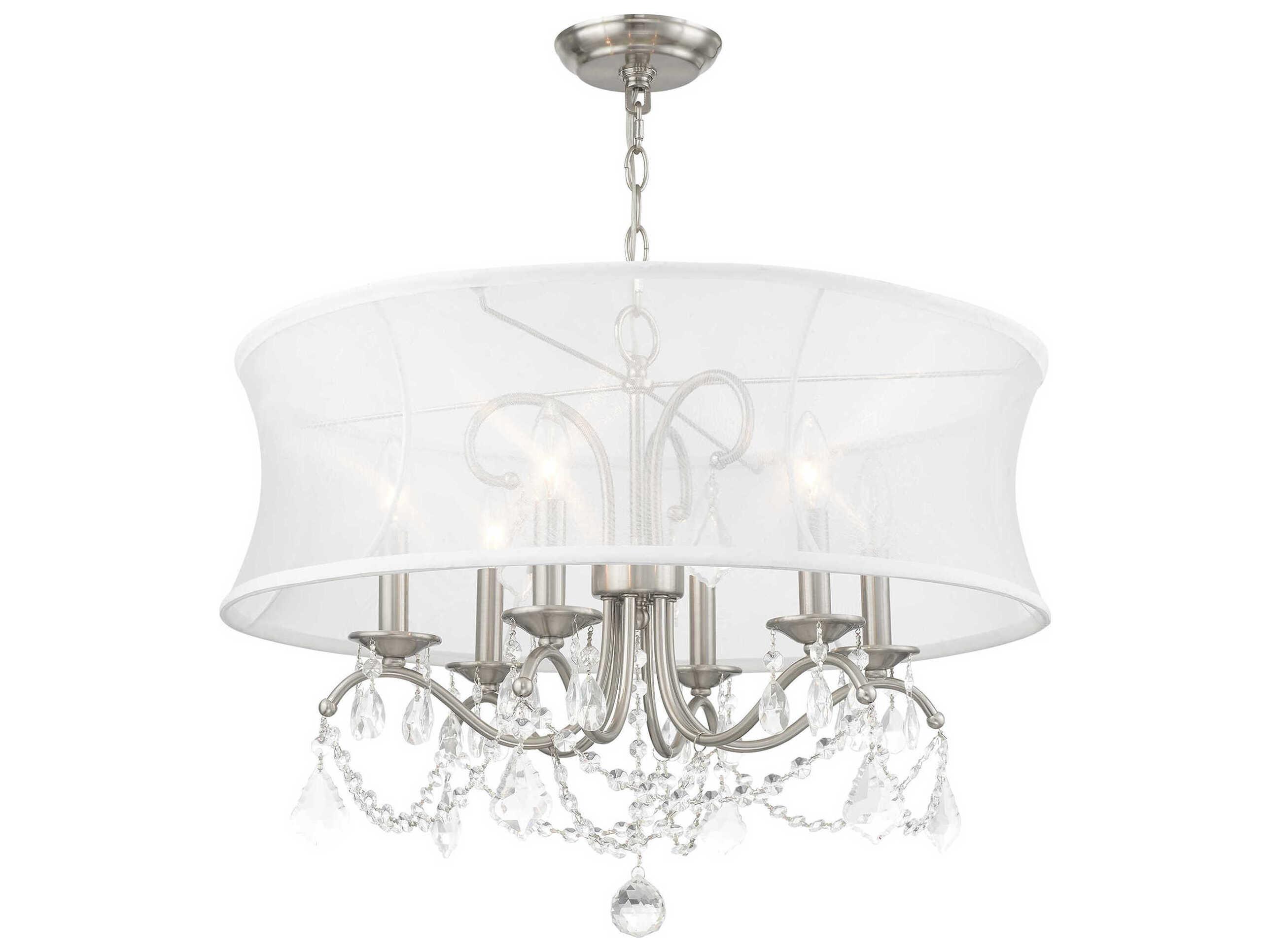 Livex Lighting Newcastle 6-Light Brushed Nickel Crystal Chandelier