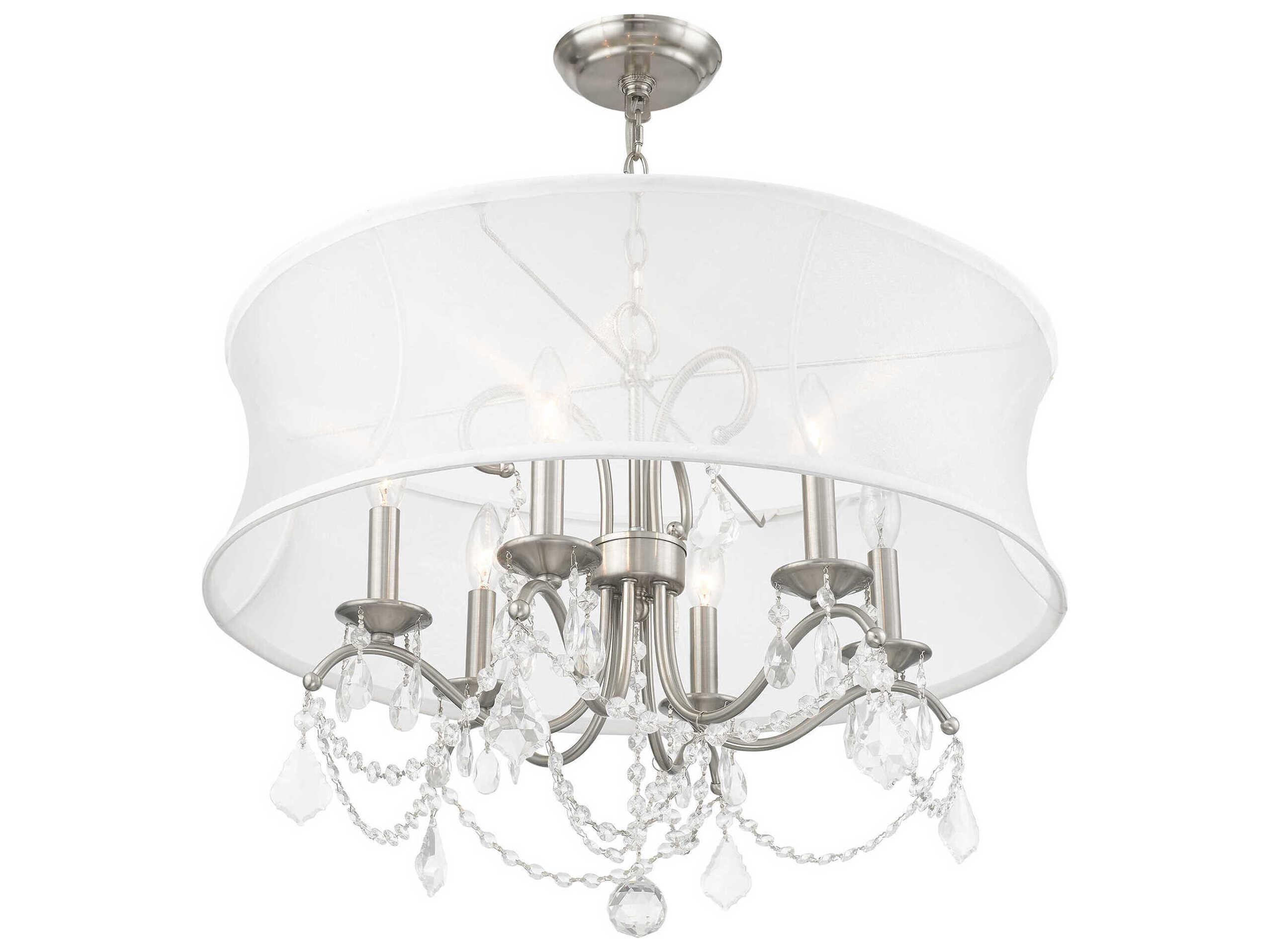 Livex Lighting Newcastle 6-Light Brushed Nickel Crystal Chandelier