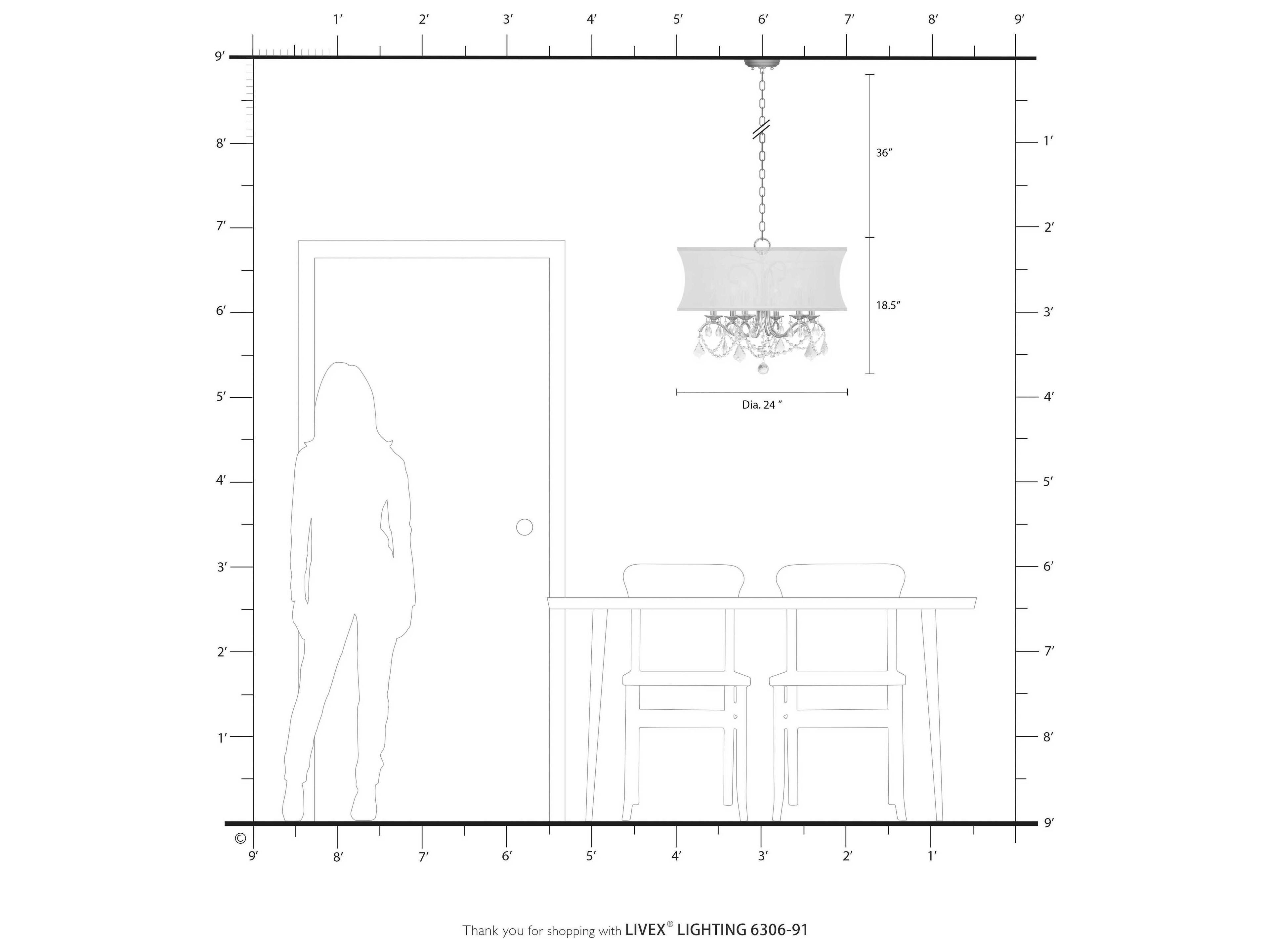 Livex Lighting Newcastle 6-Light Brushed Nickel Crystal Chandelier