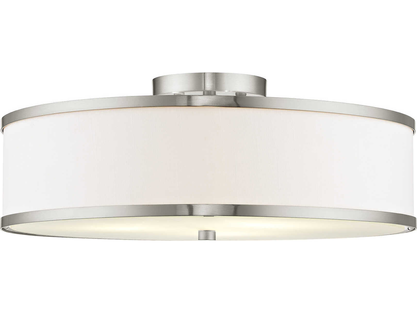 Livex Lighting Park Ridge 3-Light Brushed Nickel Drum Semi Flush Mount