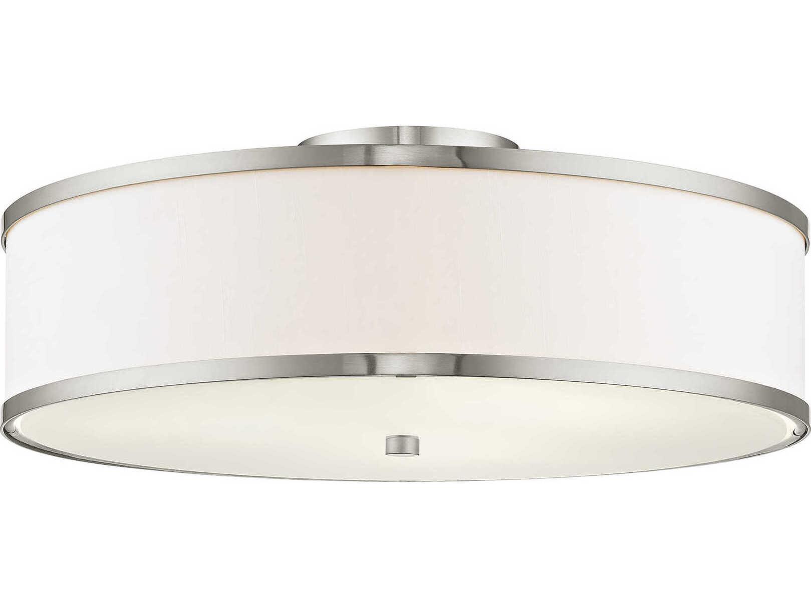 Livex Lighting Park Ridge 3-Light Brushed Nickel Drum Semi Flush Mount