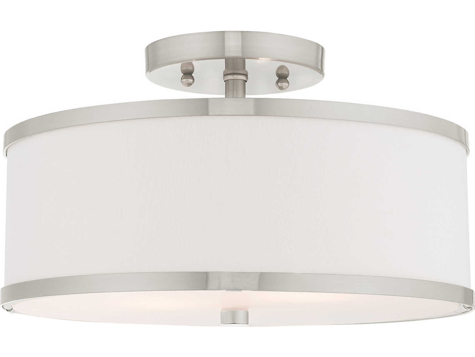 Livex Lighting Park Ridge 2-Light Brushed Nickel Drum Semi Flush Mount