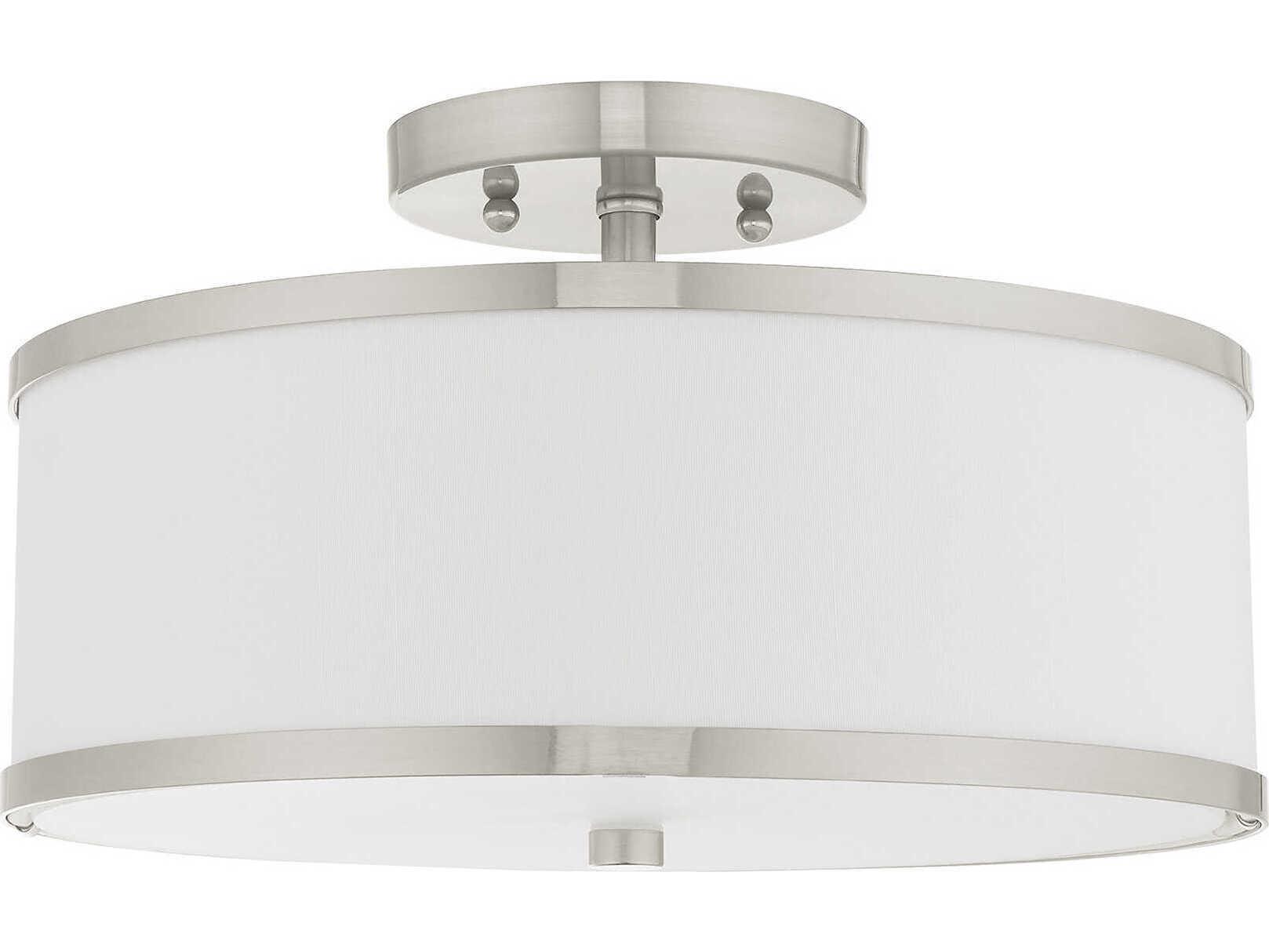 Livex Lighting Park Ridge 2-Light Brushed Nickel Drum Semi Flush Mount