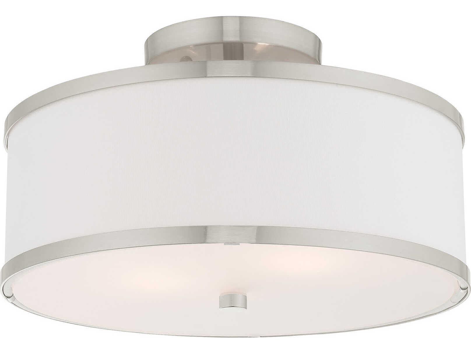 Livex Lighting Park Ridge 2-Light Brushed Nickel Drum Semi Flush Mount