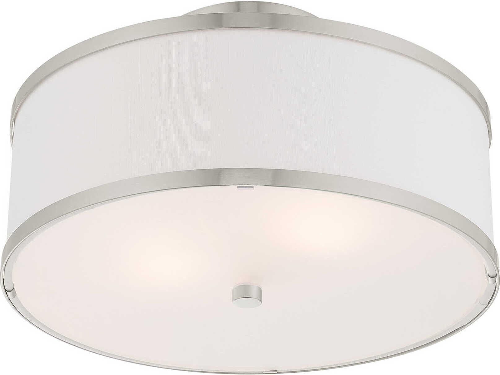 Livex Lighting Park Ridge 2-Light Brushed Nickel Drum Semi Flush Mount