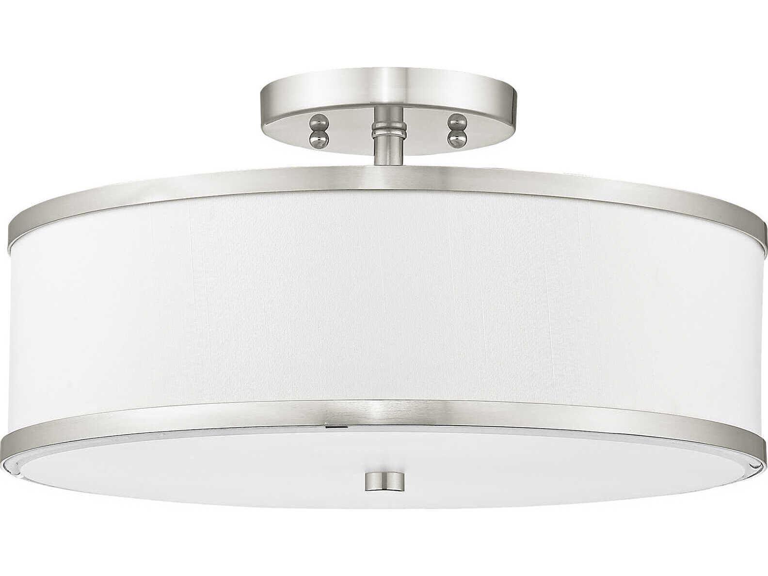 Livex Lighting Park Ridge 3-Light Brushed Nickel Drum Semi Flush Mount
