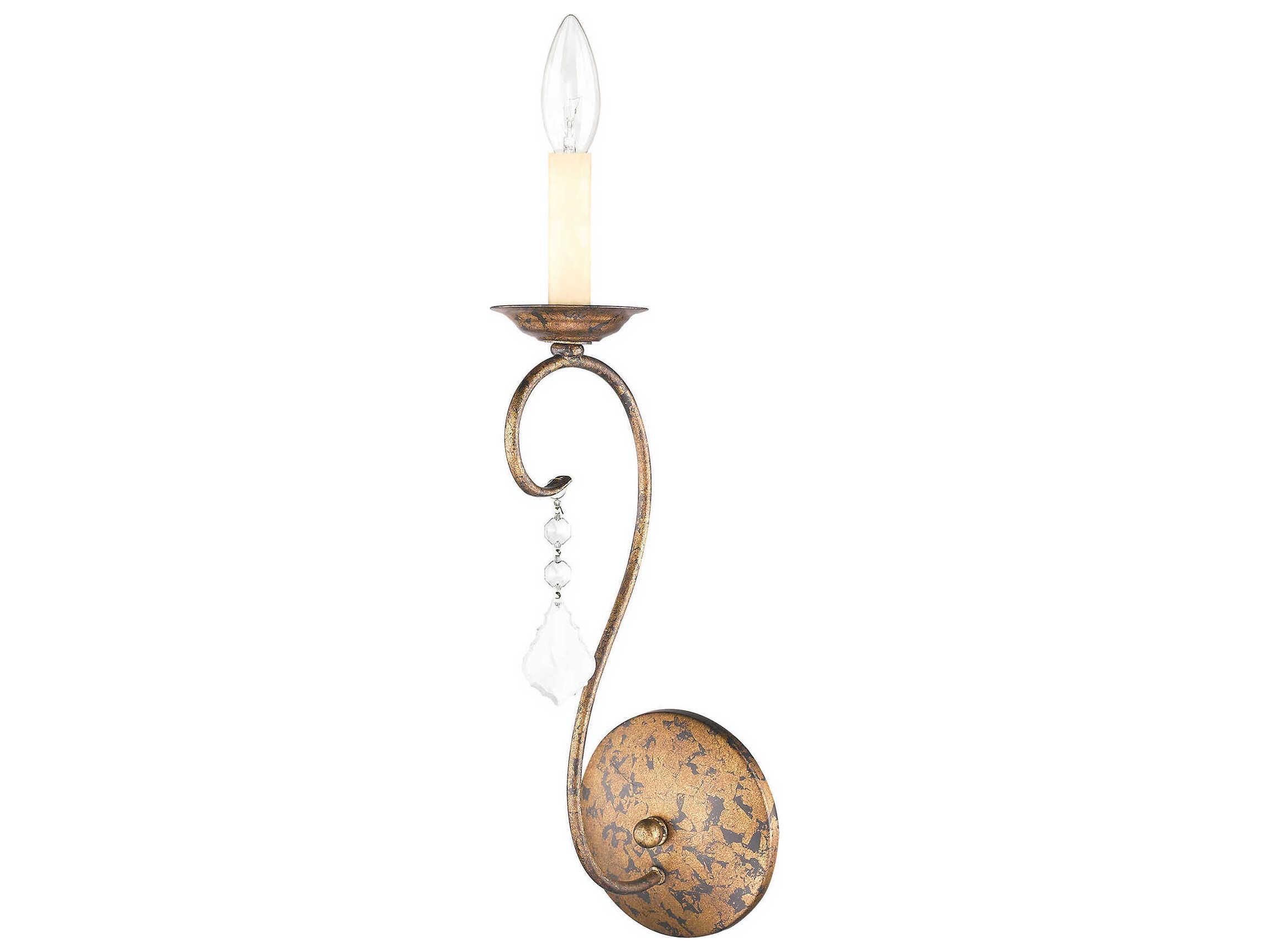 Livex Lighting Chesterfield Pennington 1-Light Hand Applied Venetian Golden Bronze Crystal Wall Sconce