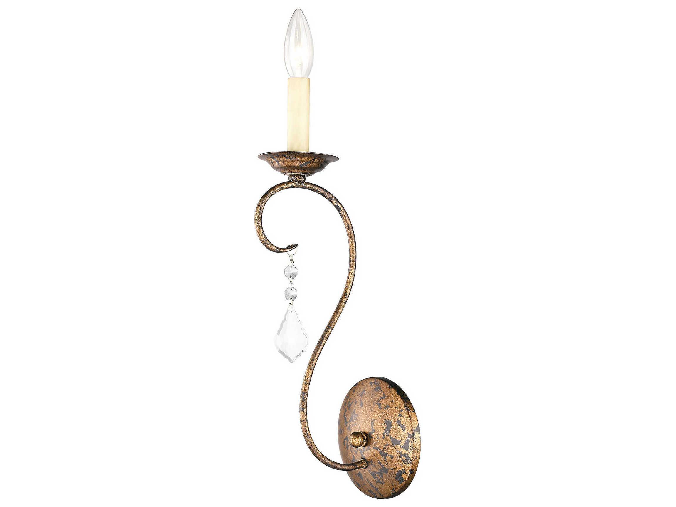 Livex Lighting Chesterfield Pennington 1-Light Hand Applied Venetian Golden Bronze Crystal Wall Sconce