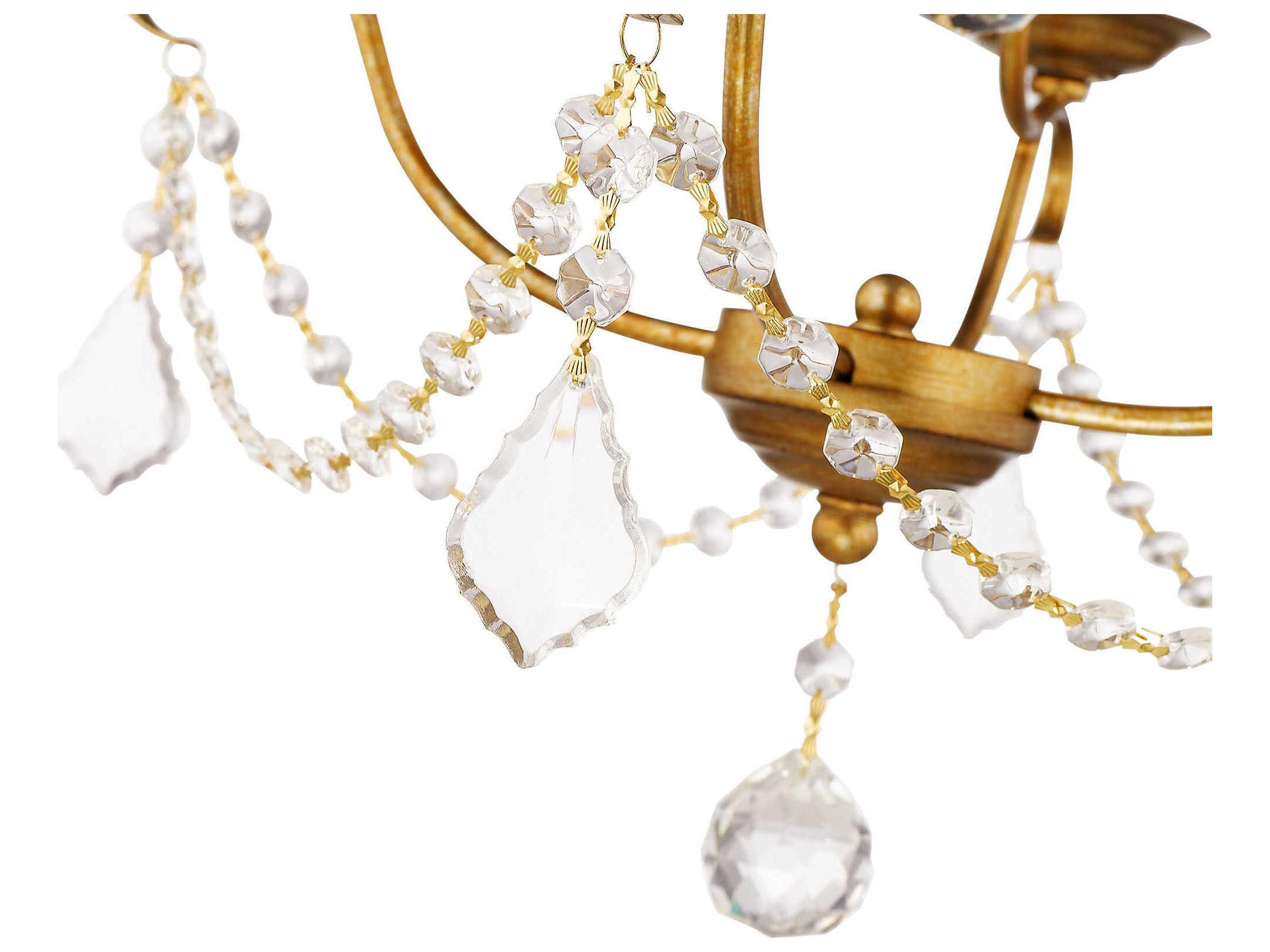 Livex Lighting Chesterfield 4-Light Antique Gold Leaf Crystal Candelabra Chandelier