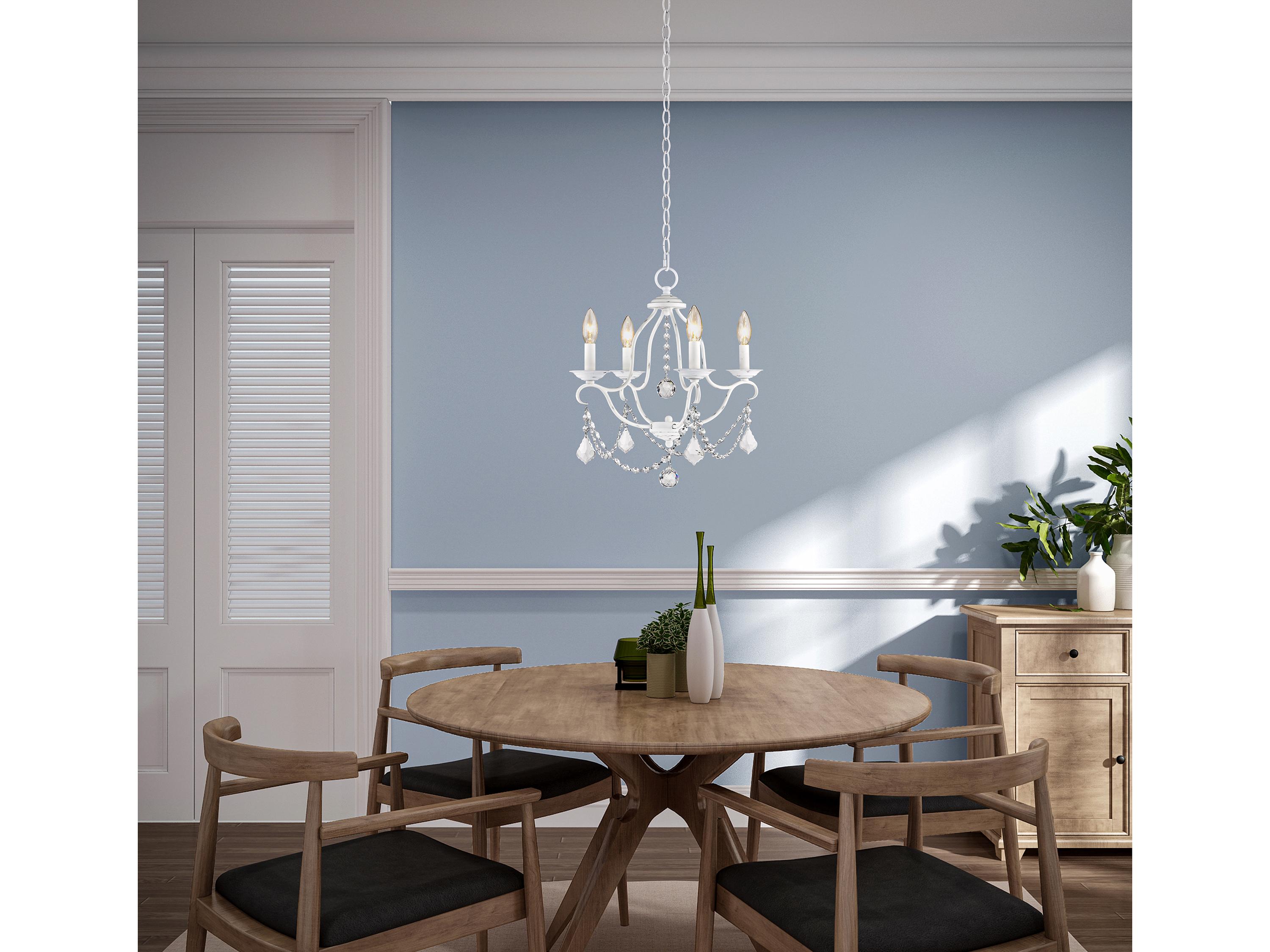 Livex Lighting Chesterfield 4-Light Antique White Crystal Chandelier