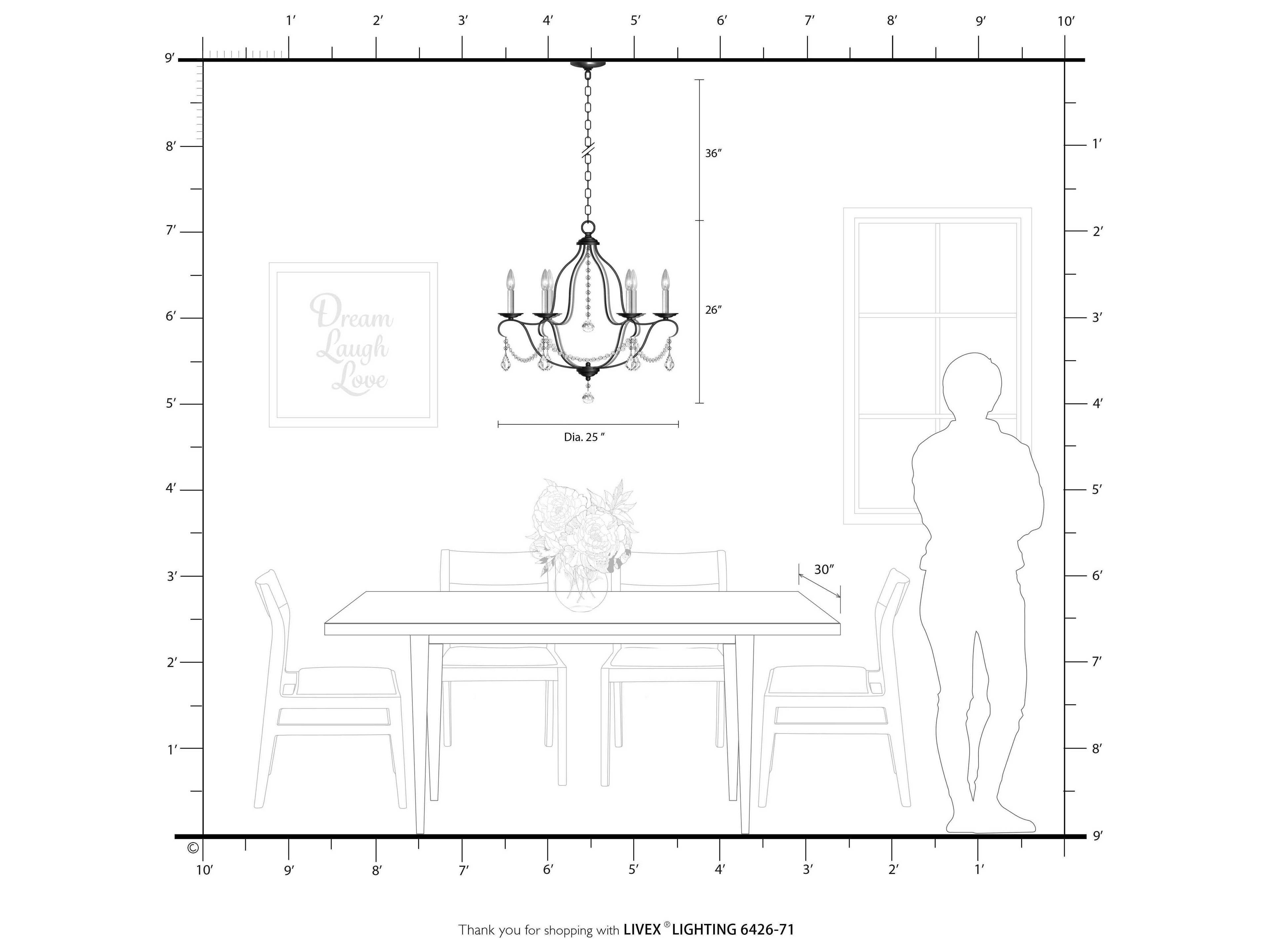 Livex Lighting Chesterfield 6-Light Hand Applied Venetian Golden Bronze Crystal Candelabra Chandelier
