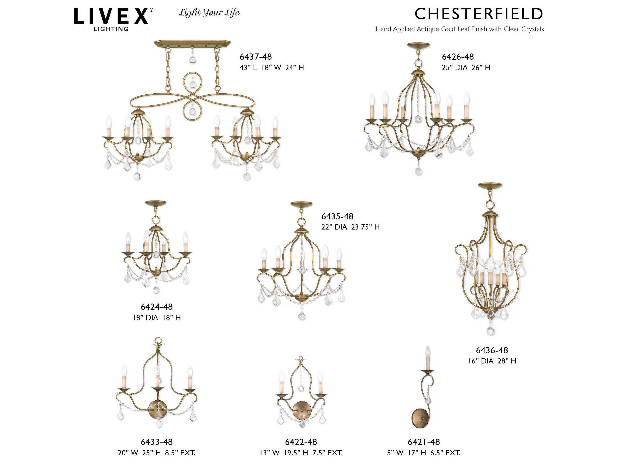 Livex Lighting Chesterfield 5-Light Antique Gold Leaf Crystal Chandelier