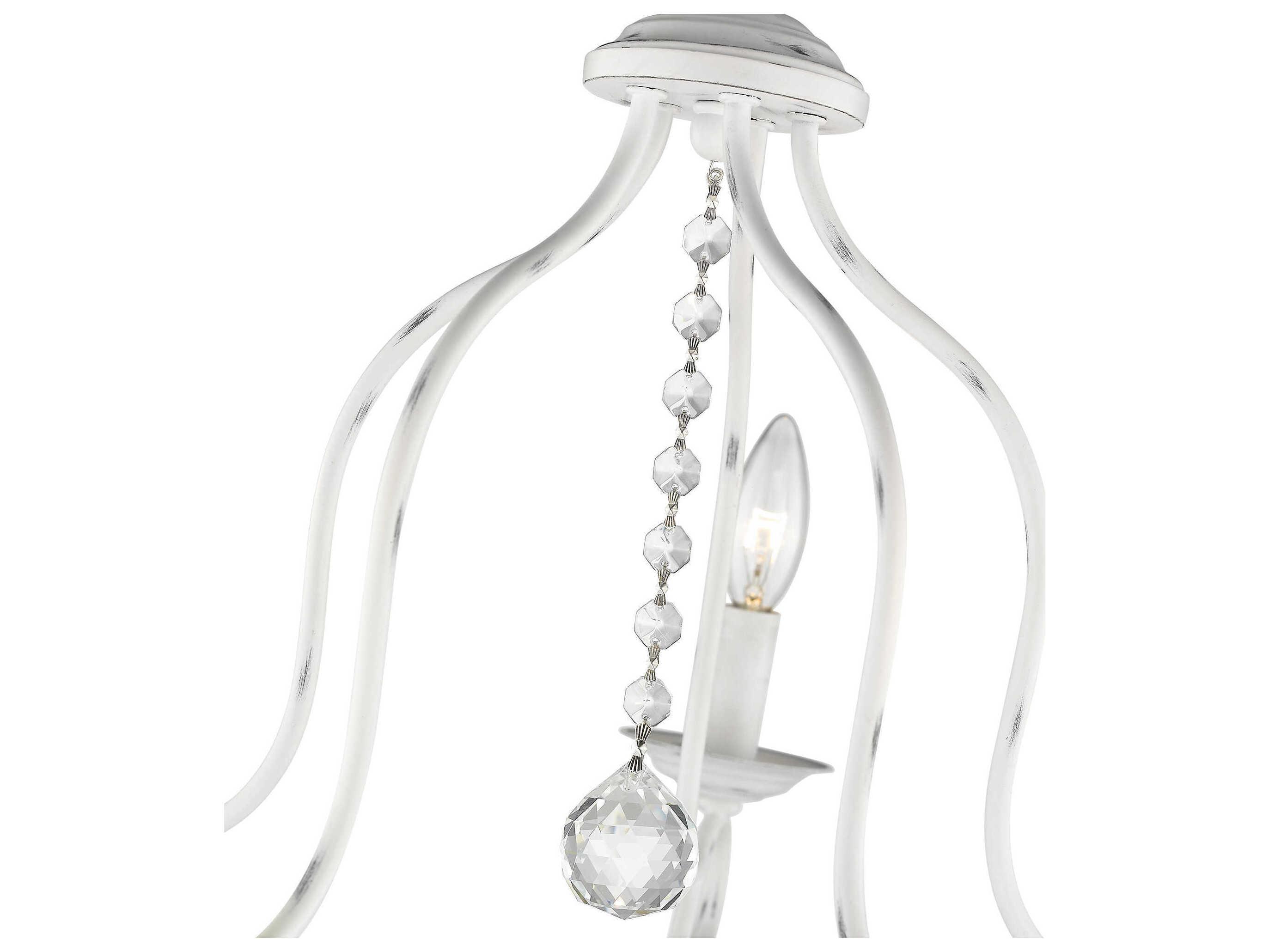 Livex Lighting Chesterfield 5-Light Antique White Crystal Candelabra Chandelier