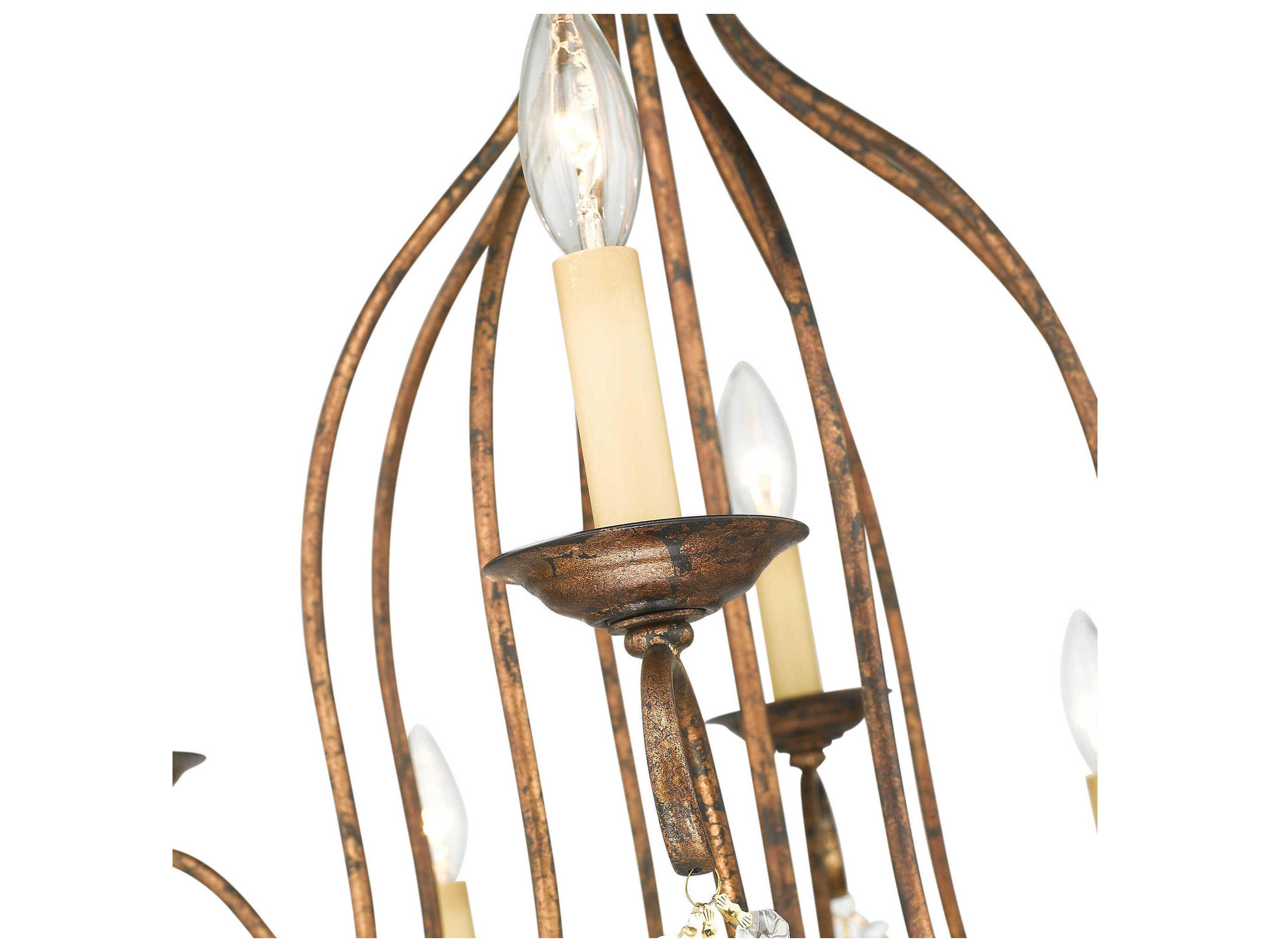Livex Lighting Chesterfield 12-Light Hand Applied Venetian Golden Bronze Crystal Candelabra Tiered Chandelier