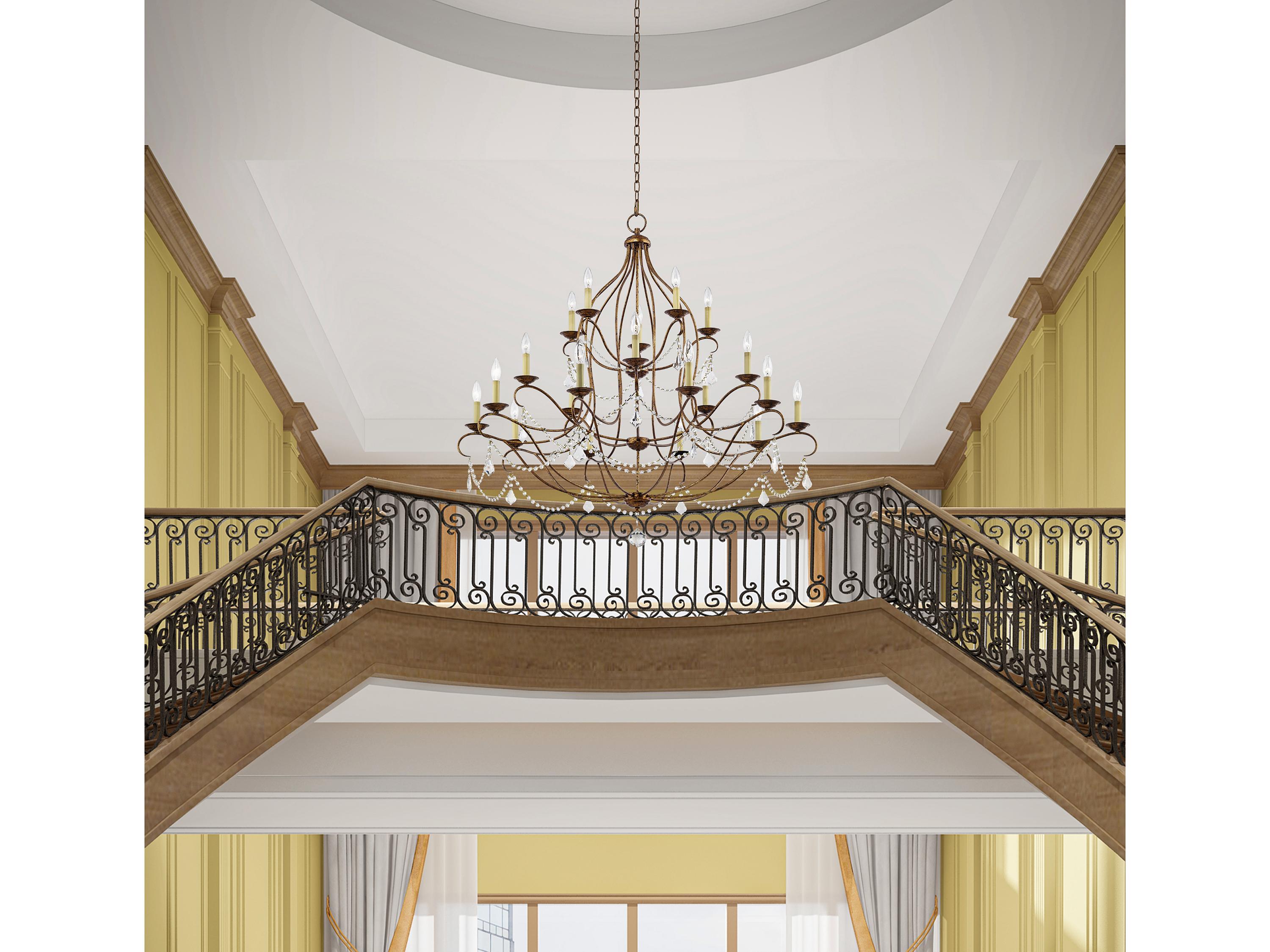 Livex Lighting Chesterfield 20-Light Hand Applied Venetian Golden Bronze Crystal Candelabra Chandelier