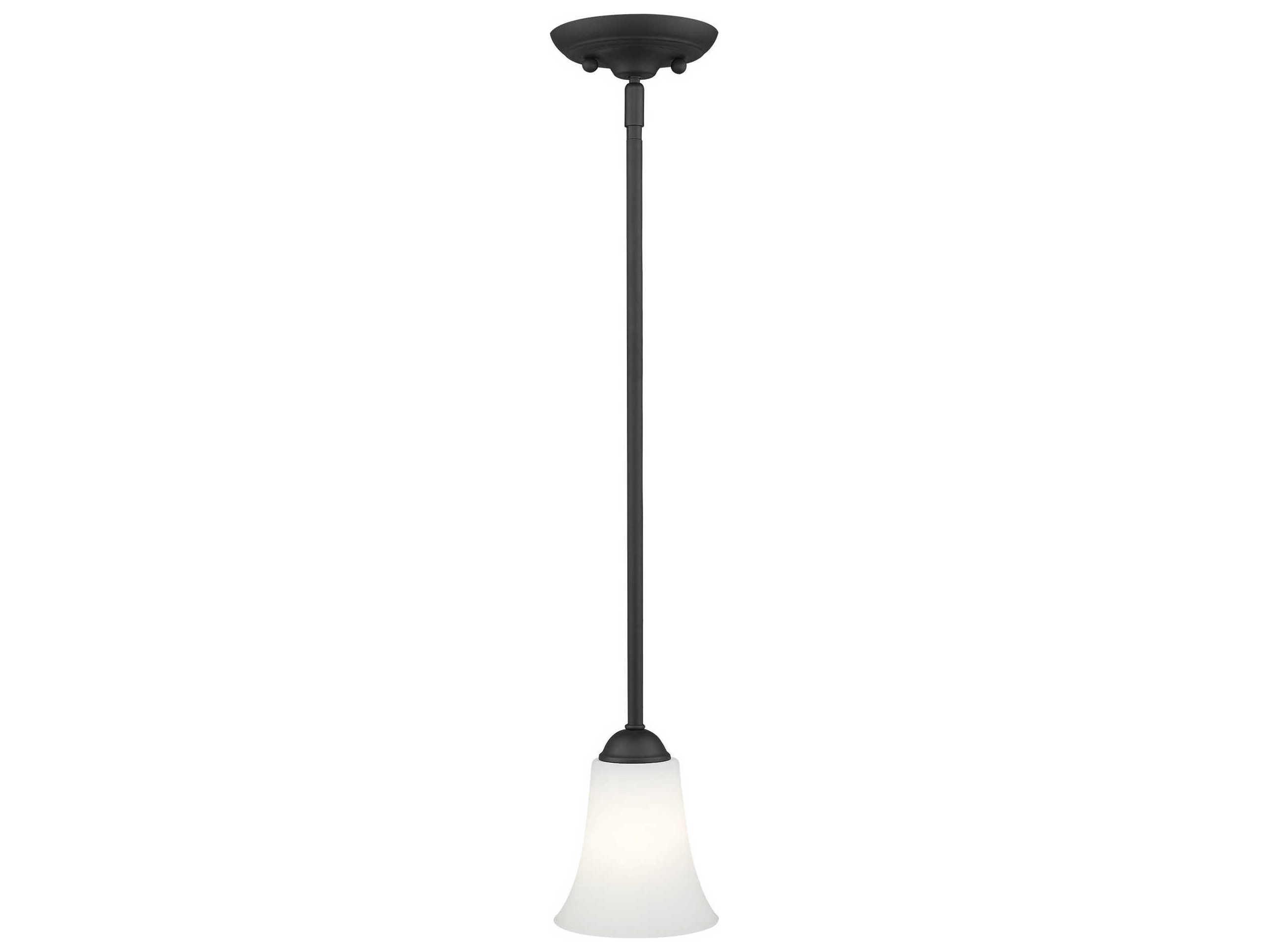 Livex Lighting Ridgedale 1-Light Black White Glass Bell Mini Pendant