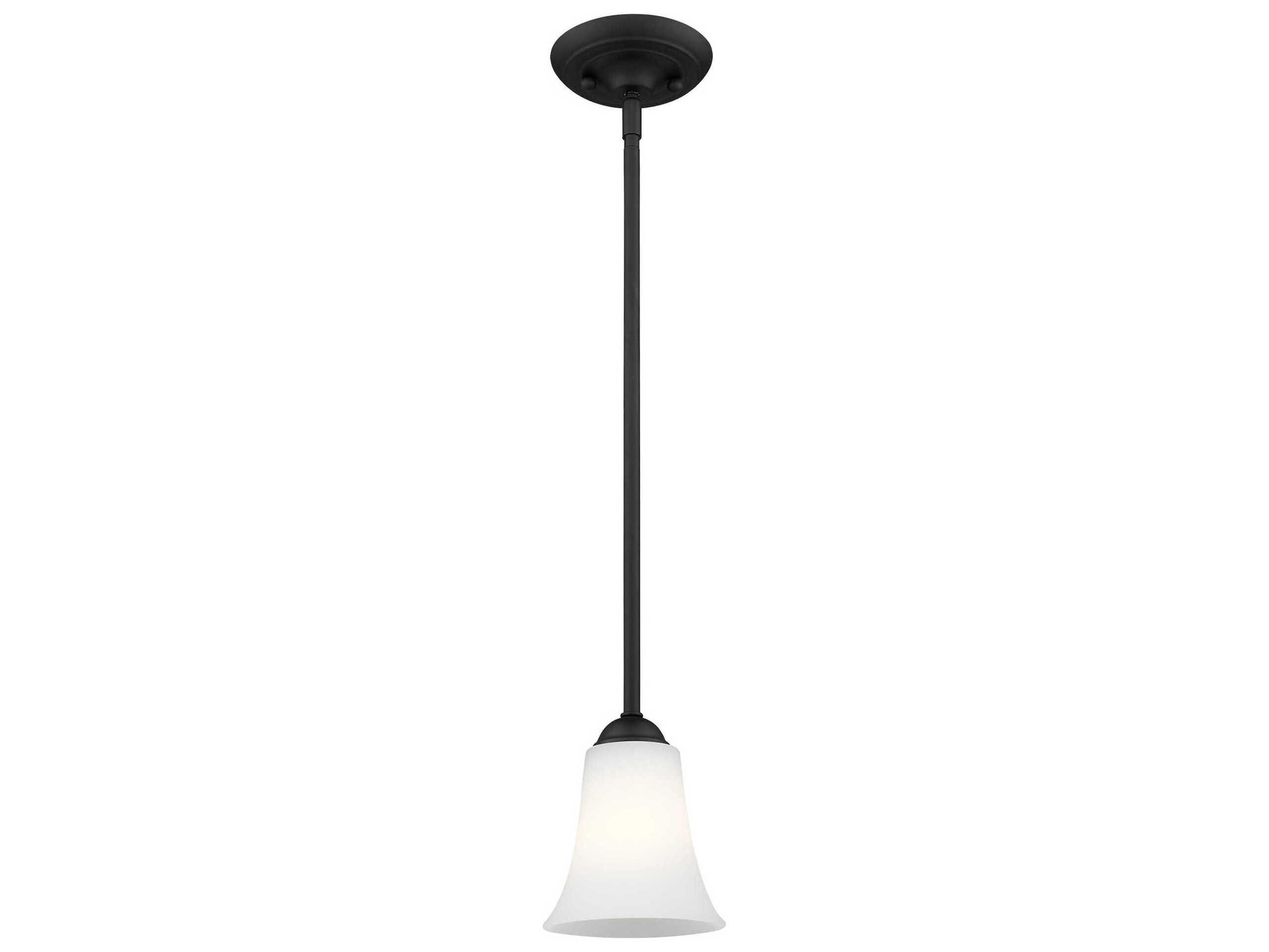 Livex Lighting Ridgedale 1-Light Black White Glass Bell Mini Pendant