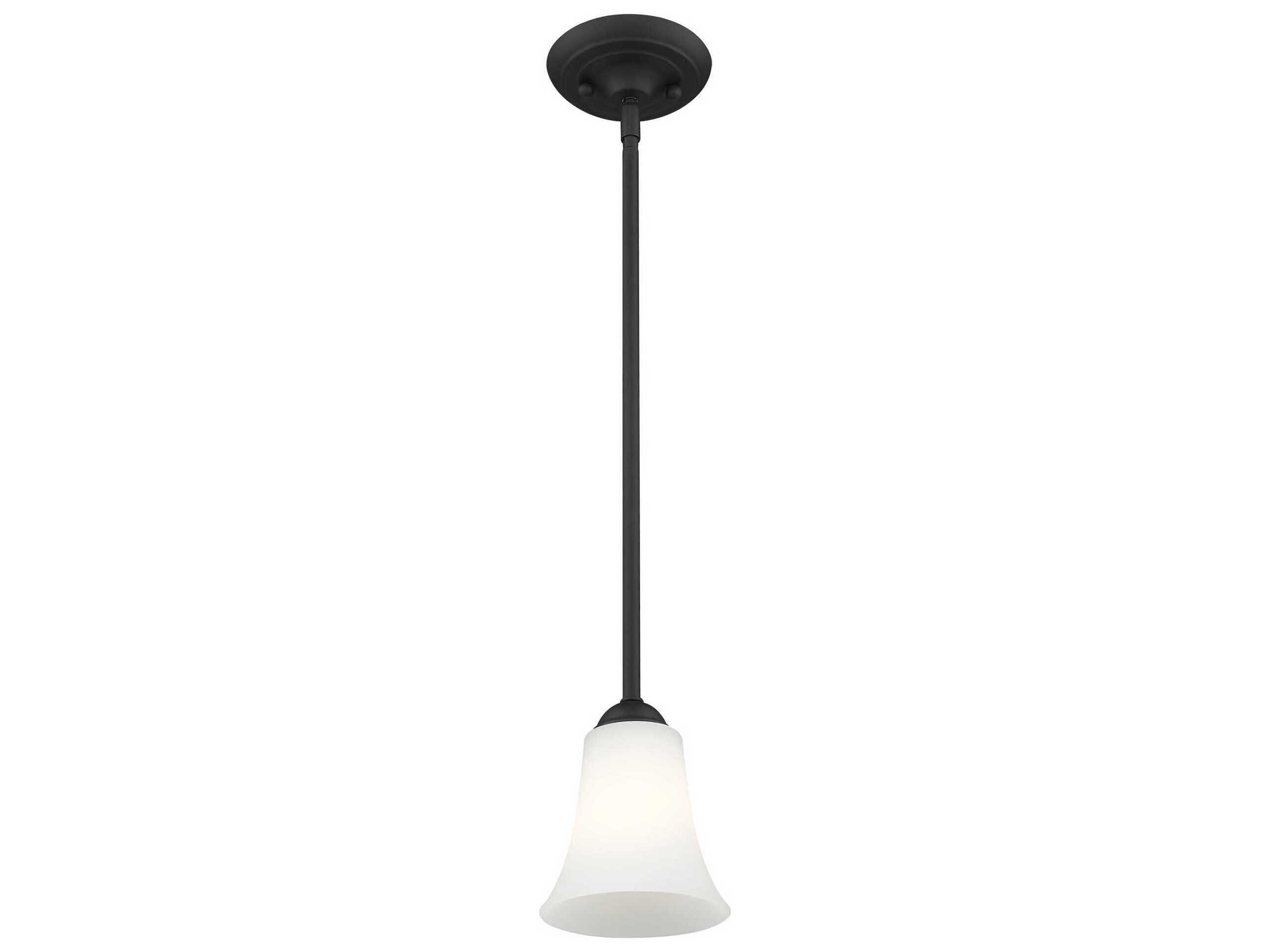 Livex Lighting Ridgedale 1-Light Black White Glass Bell Mini Pendant