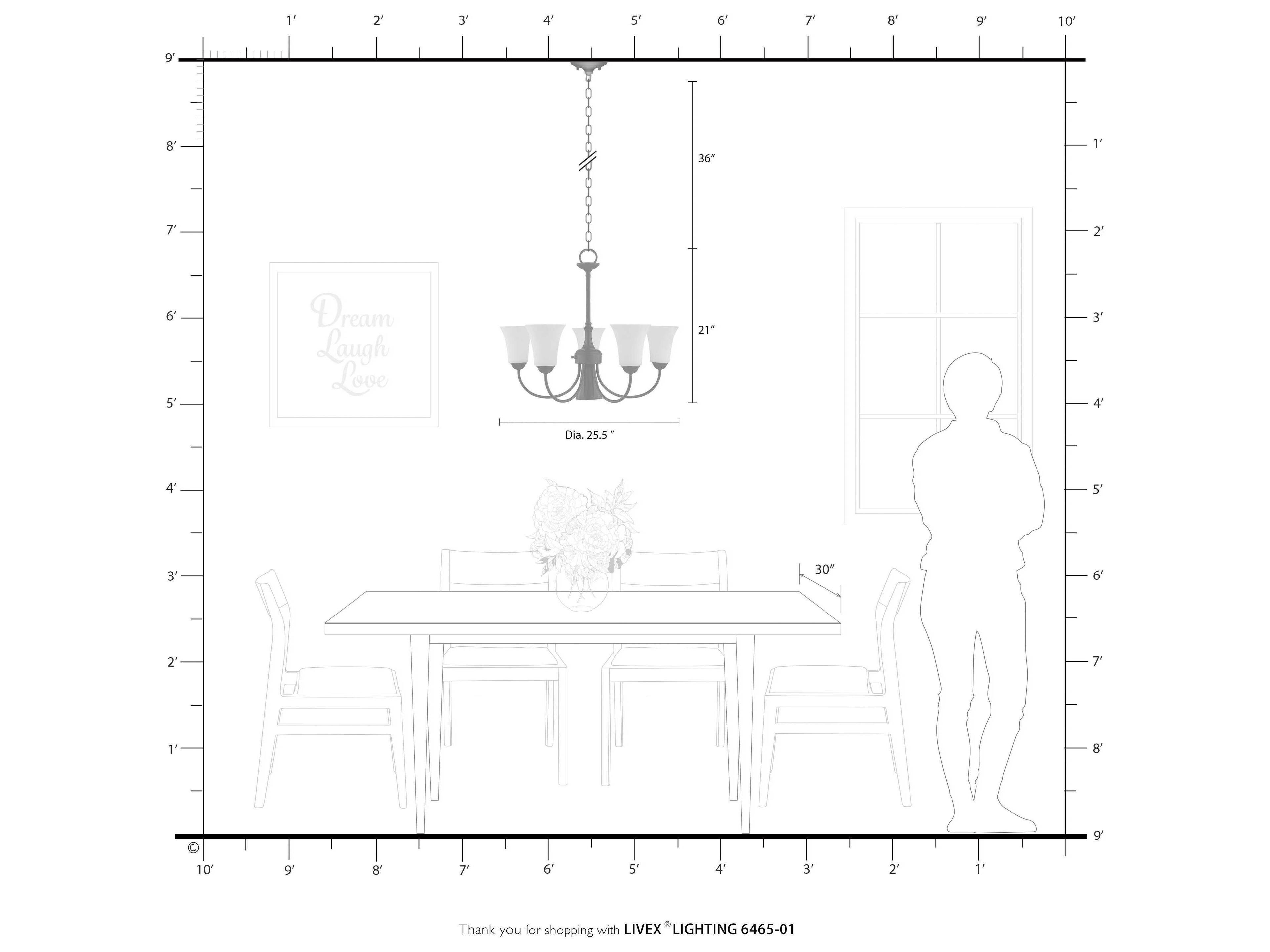 Livex Lighting Ridgedale 6-Light Antique Brass Glass Bell Chandelier