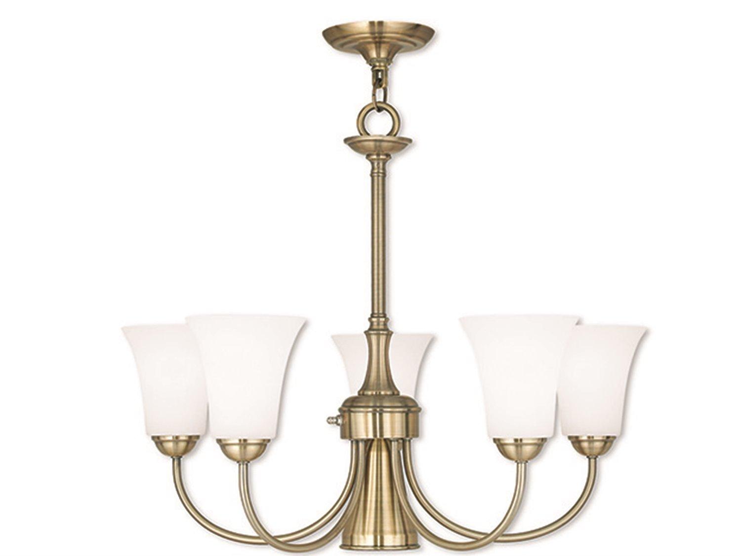 Livex Lighting Ridgedale 6-Light Antique Brass Glass Bell Chandelier
