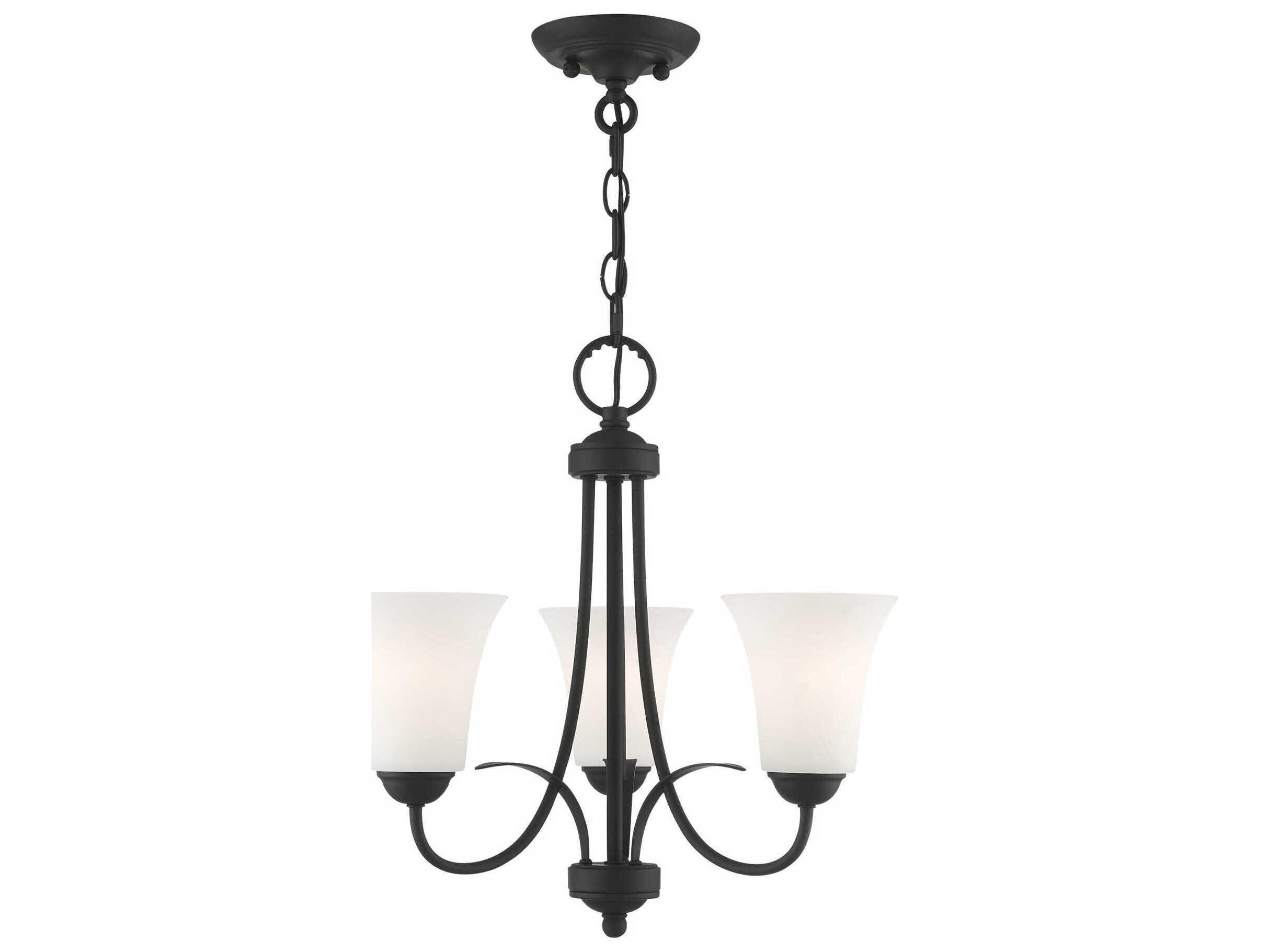 Livex Lighting Ridgedale 3-Light Black Glass Bell Chandelier