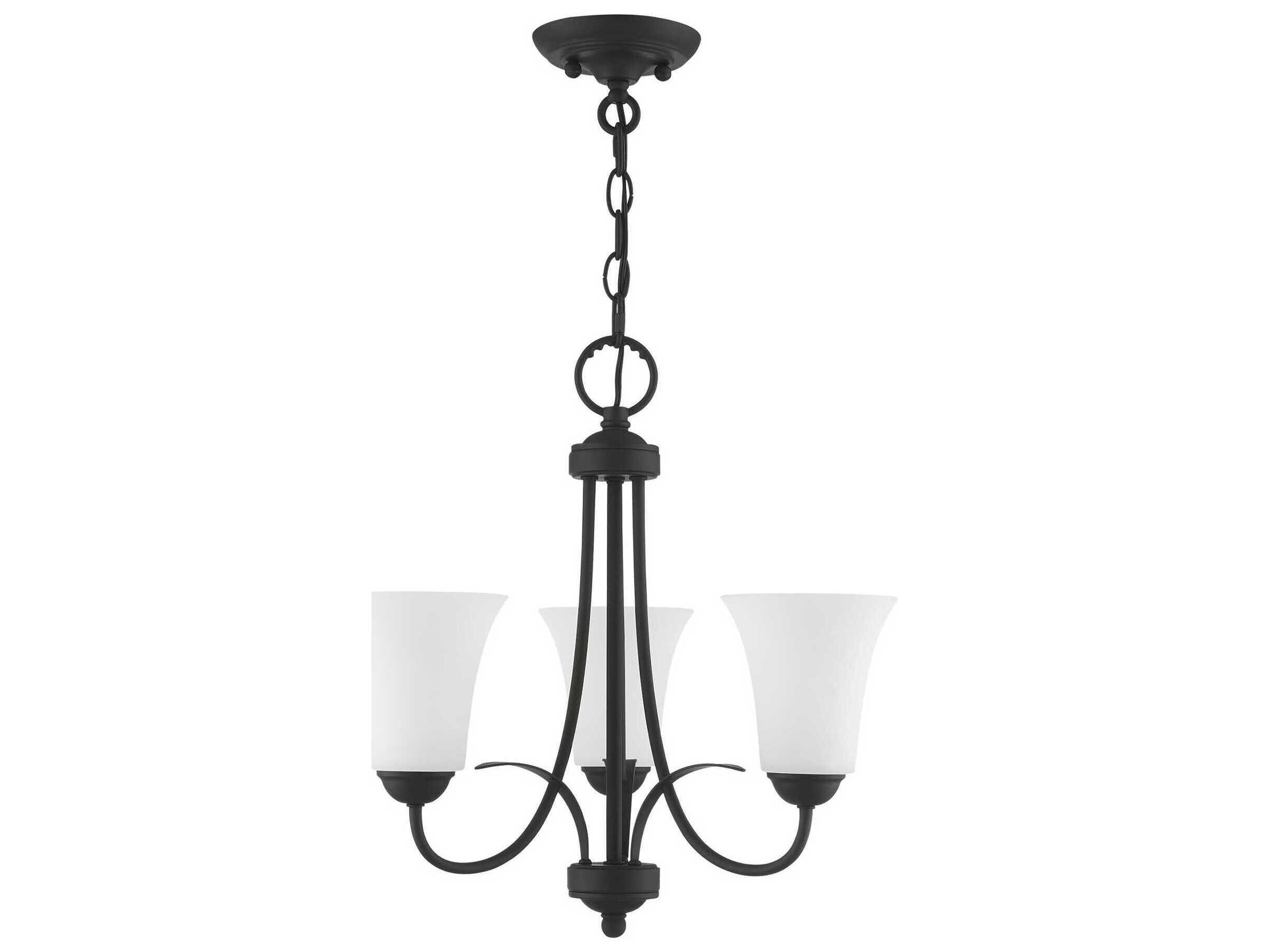 Livex Lighting Ridgedale 3-Light Black Glass Bell Chandelier