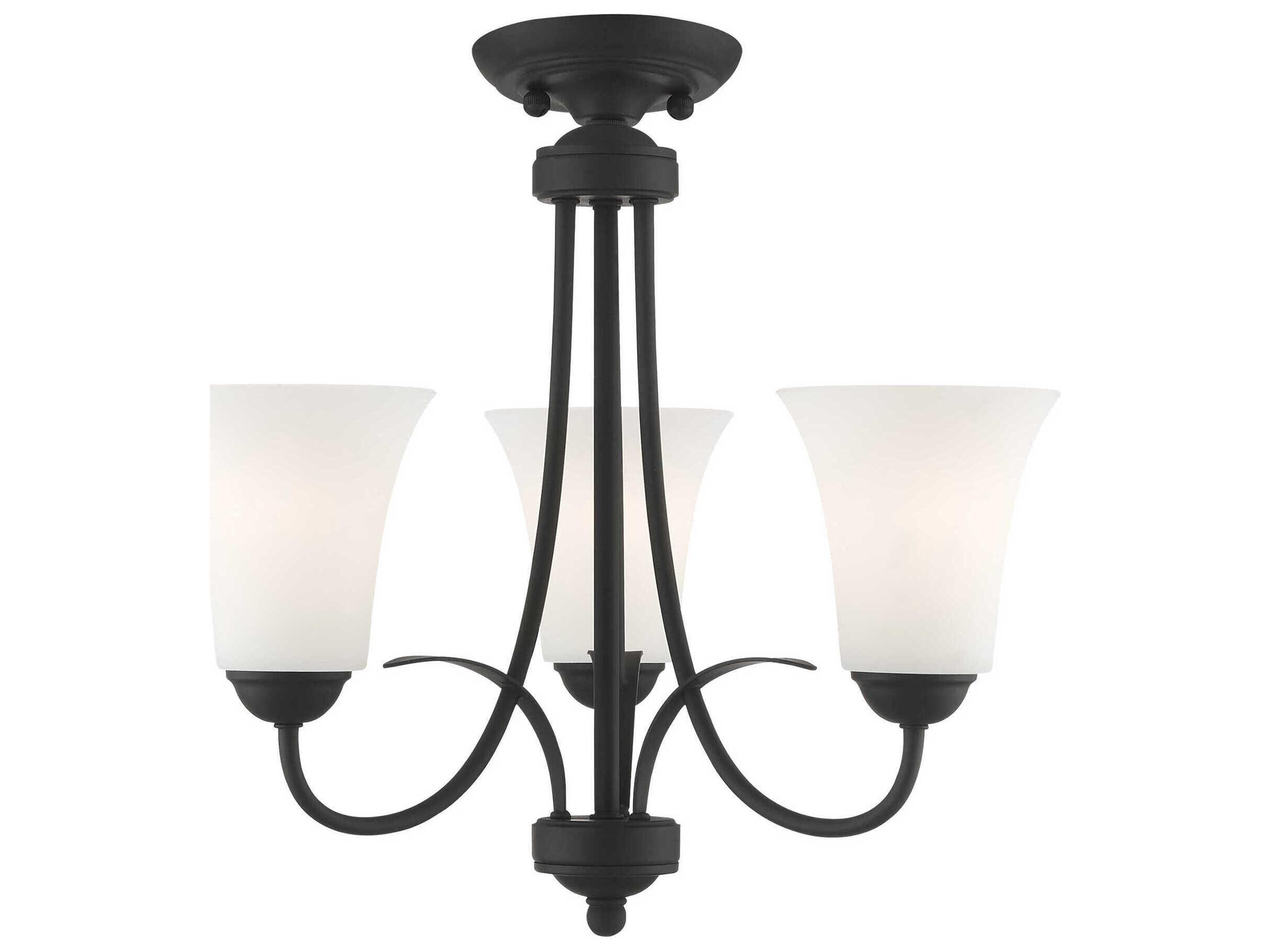 Livex Lighting Ridgedale 3-Light Black Glass Bell Chandelier