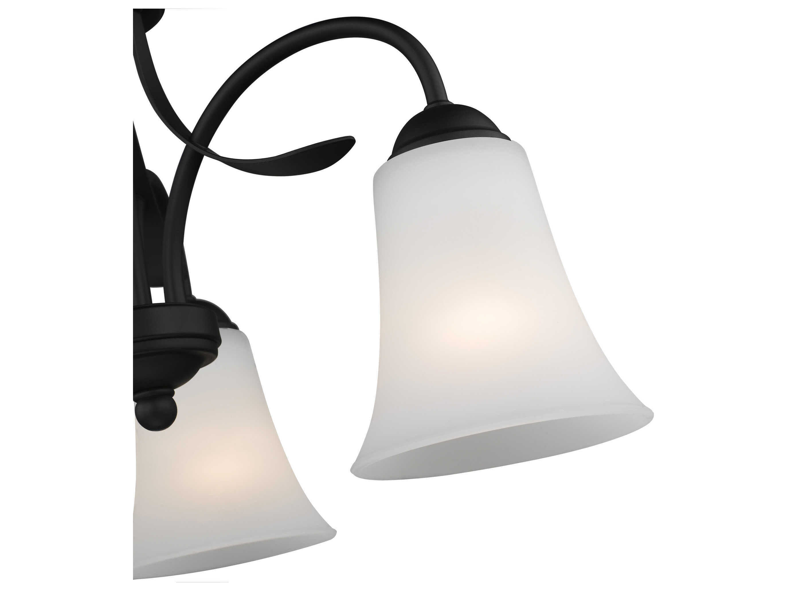 Livex Lighting Ridgedale 3-Light Black White Glass Bell Chandelier
