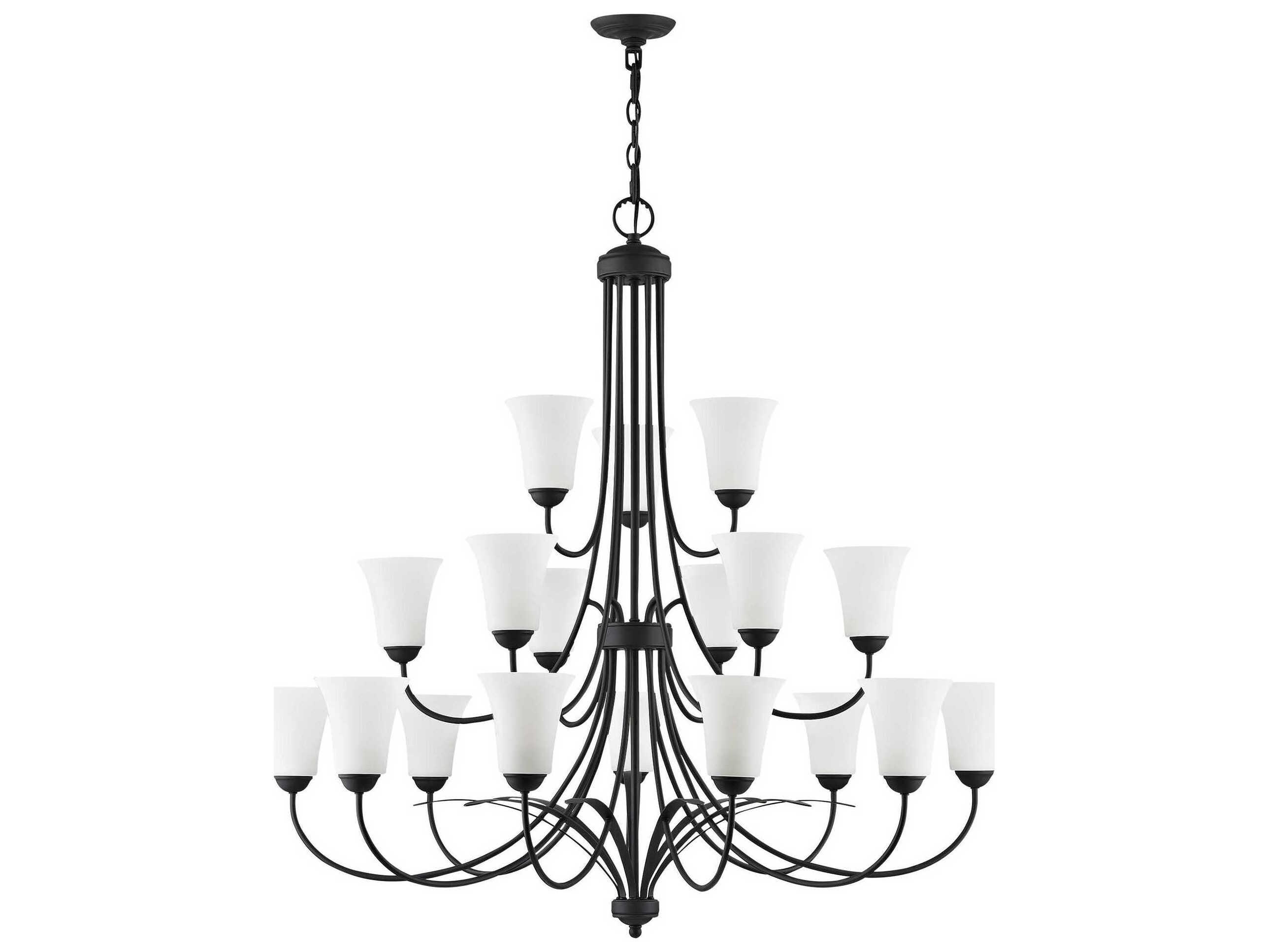 Livex Lighting Ridgedale 18-Light8-Light Black White Glass Bell Chandelier