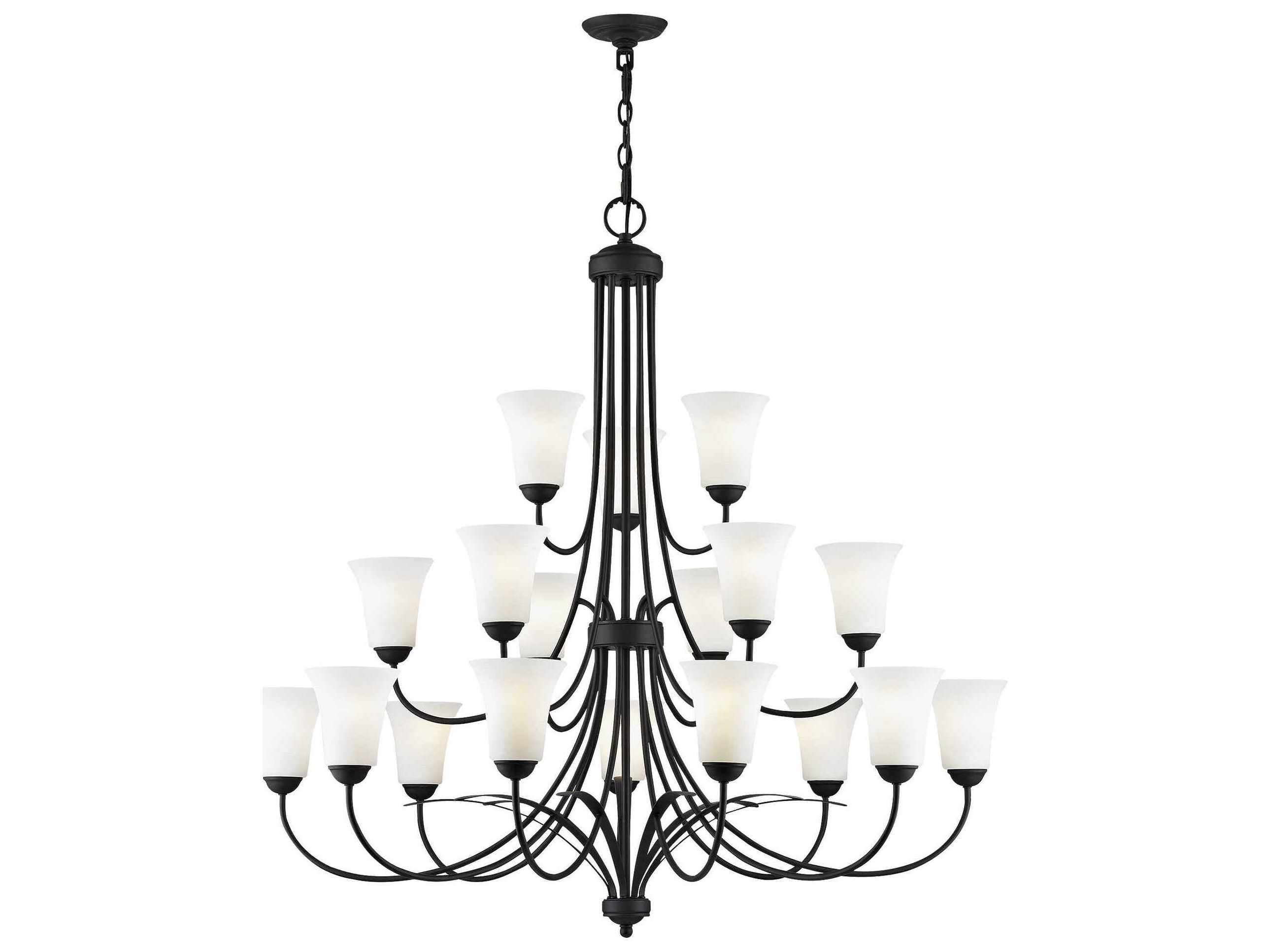 Livex Lighting Ridgedale 18-Light8-Light Black White Glass Bell Chandelier